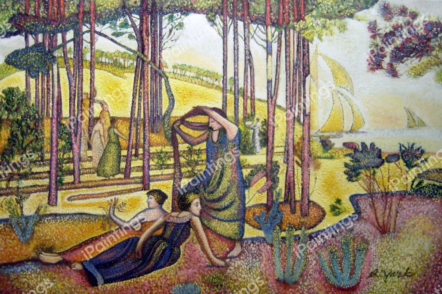 Evening Breeze. The painting by Henri Edmond Cross