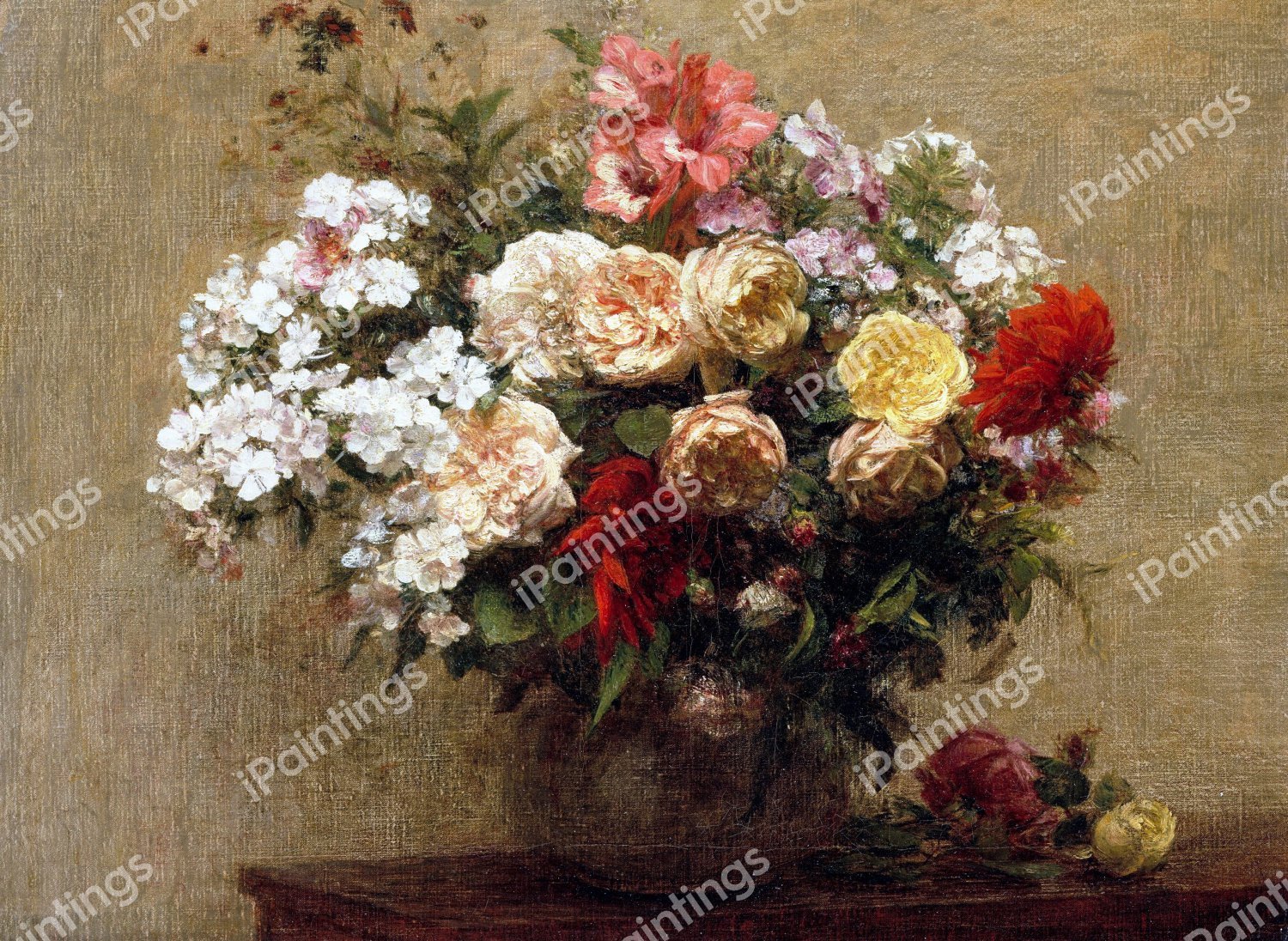 Summer Flowers. The painting by Henri Fantin-Latour