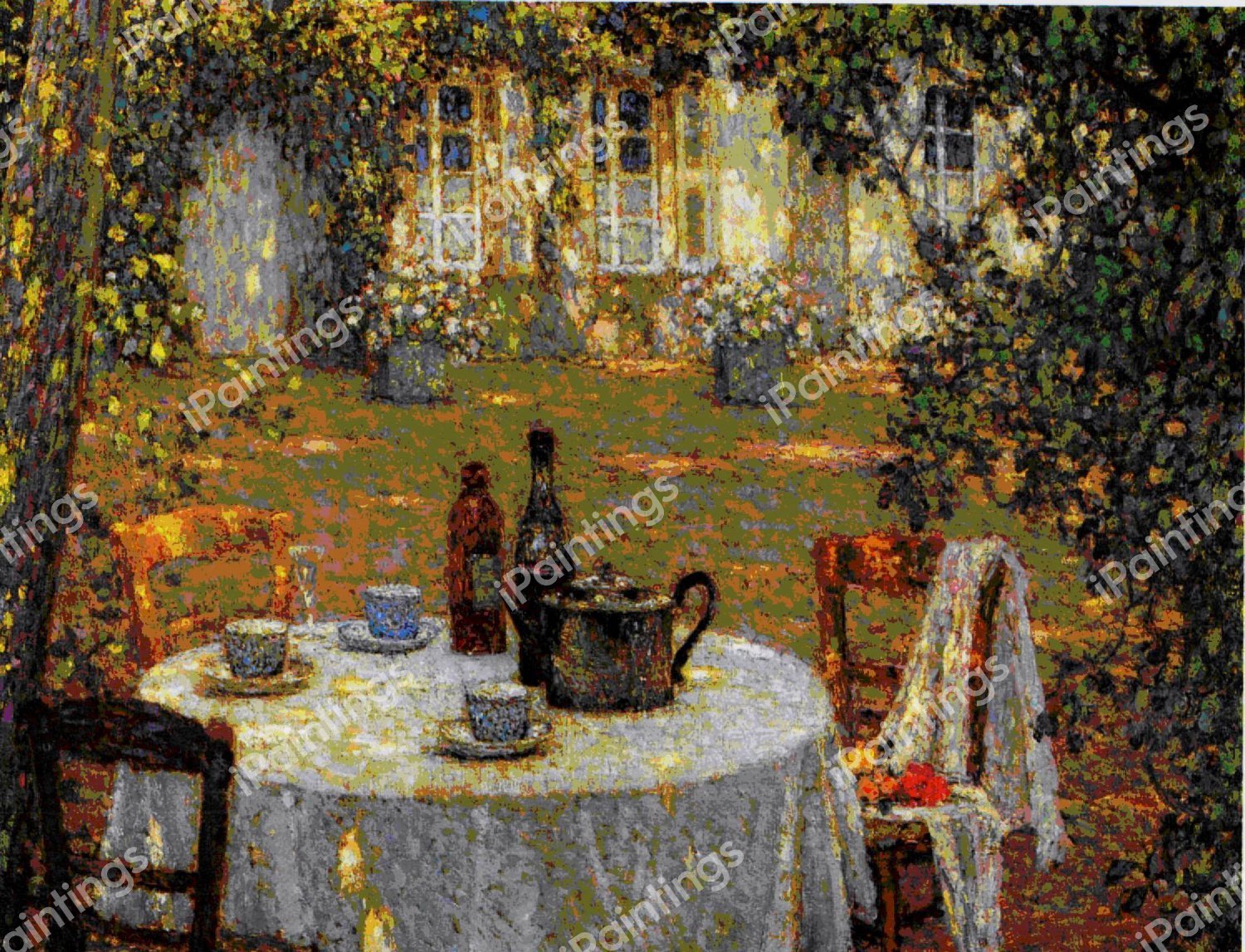 The Table in the Sun, Gerberoy, 1911. The painting by Henri Le Sidaner