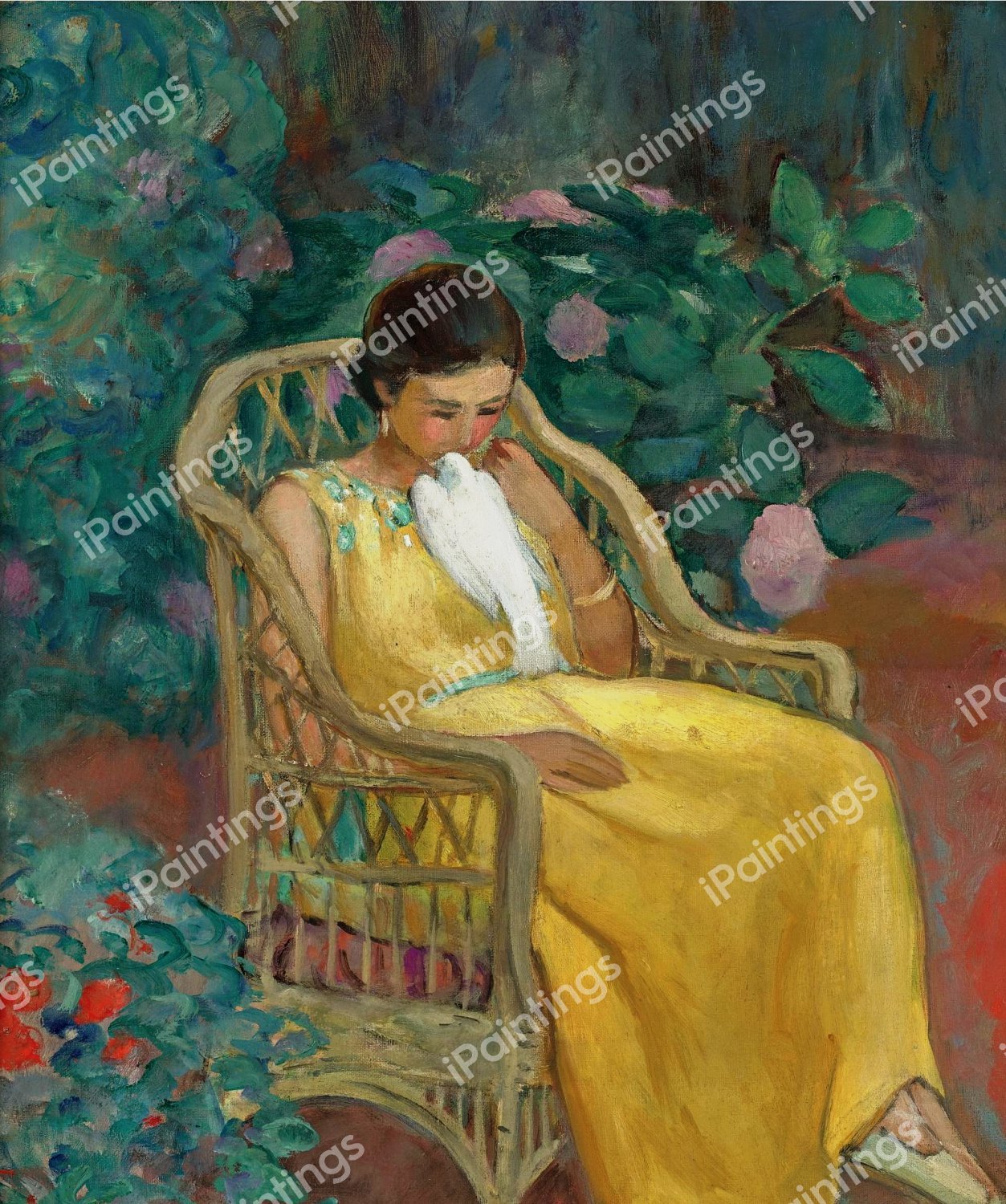 Girl with a Dove, 1914. The painting by Henri Lebasque