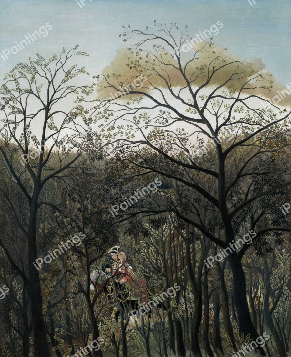 Rendezvous in the Forest. The painting by Henri Rousseau