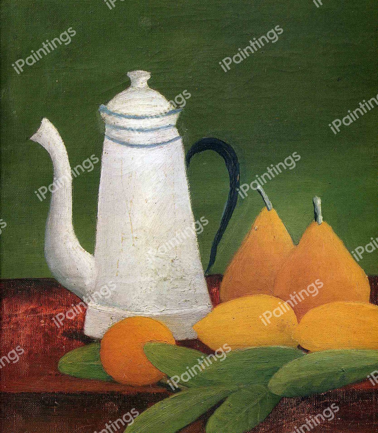 Still Life with Teapot and Fruit. The painting by Henri Rousseau