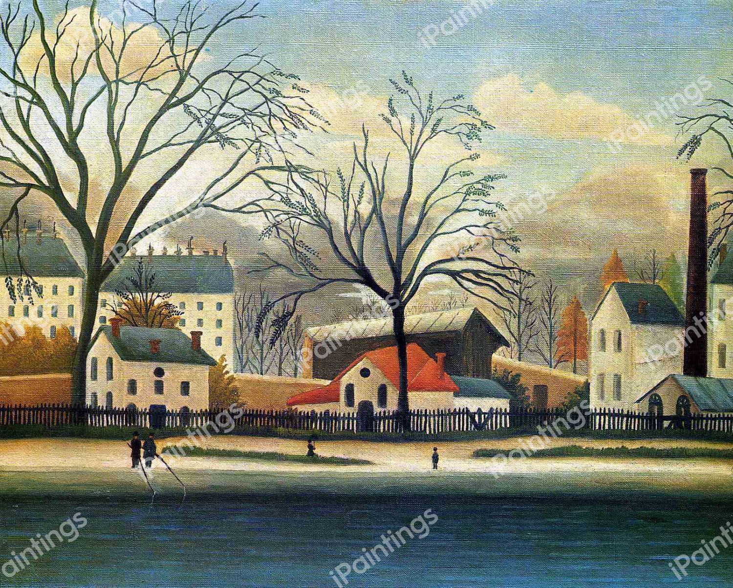 Suburban Scene. The painting by Henri Rousseau