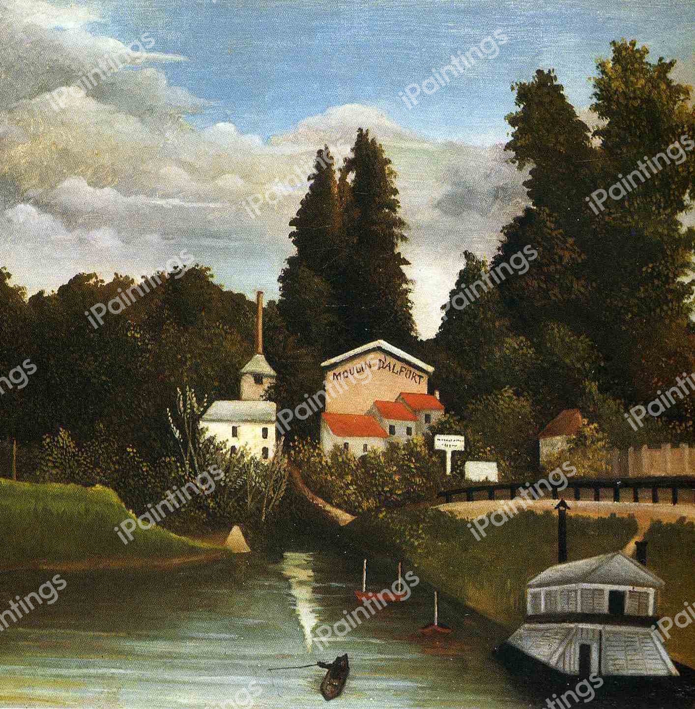The Mill at Alfor. The painting by Henri Rousseau
