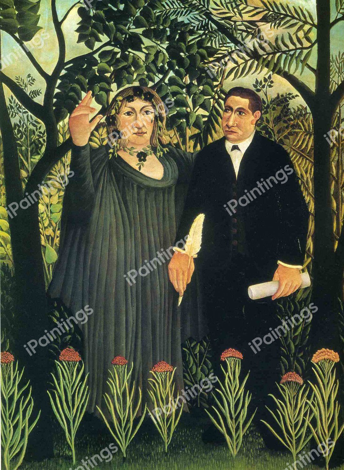 The Muse Inspiring the Poet. The painting by Henri Rousseau