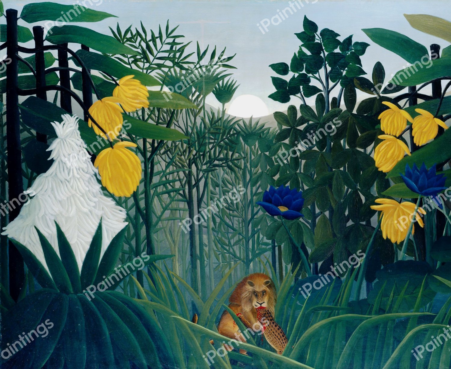 The Repast of the Lion. The painting by Henri Rousseau