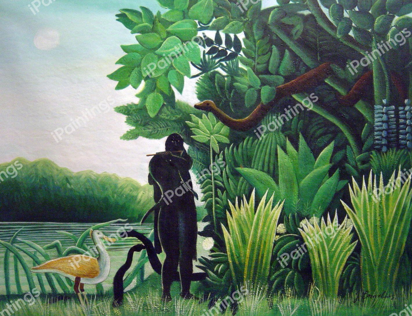 The Snake Charmer. The painting by Henri Rousseau
