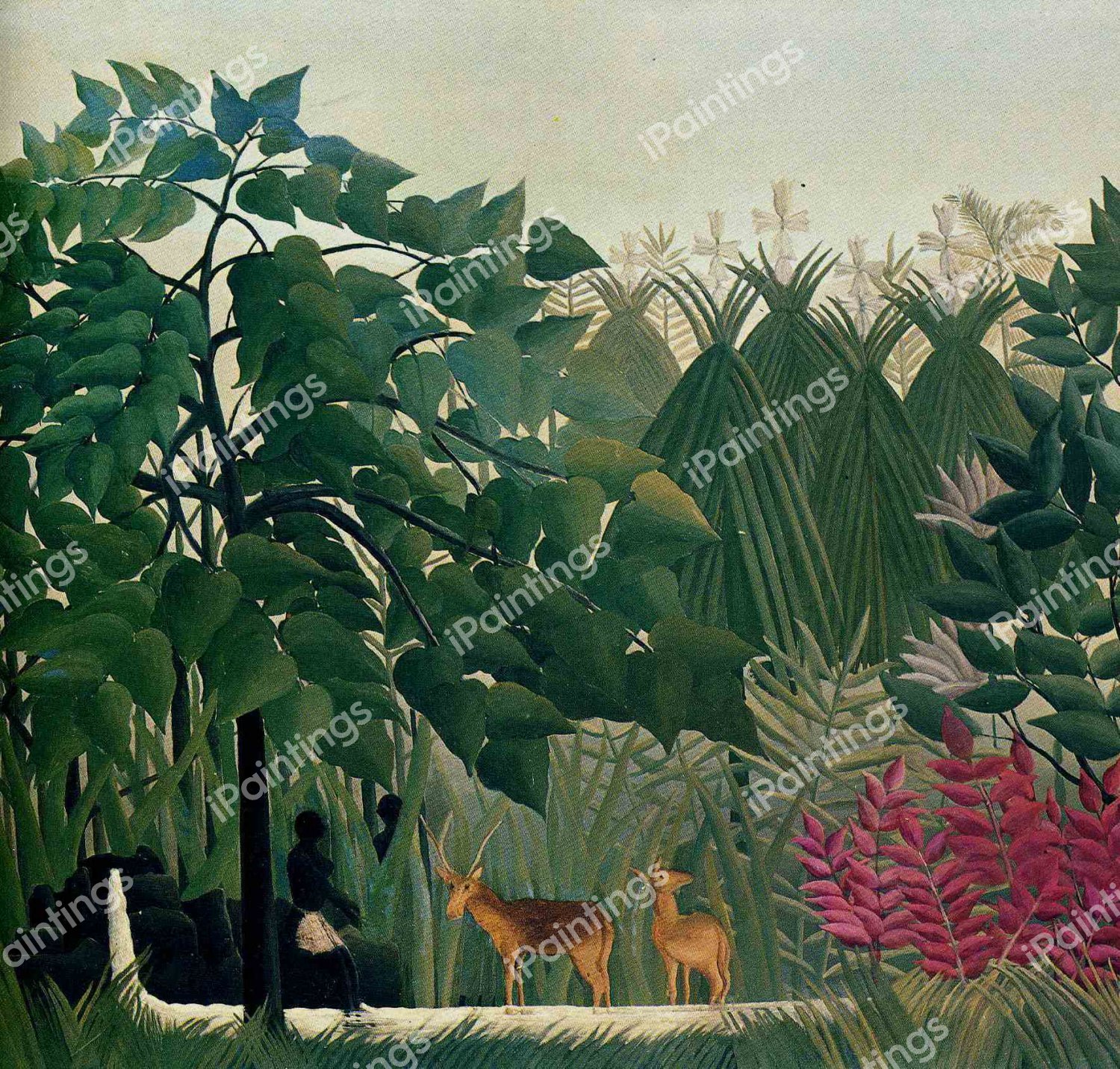 The Waterfall. The painting by Henri Rousseau