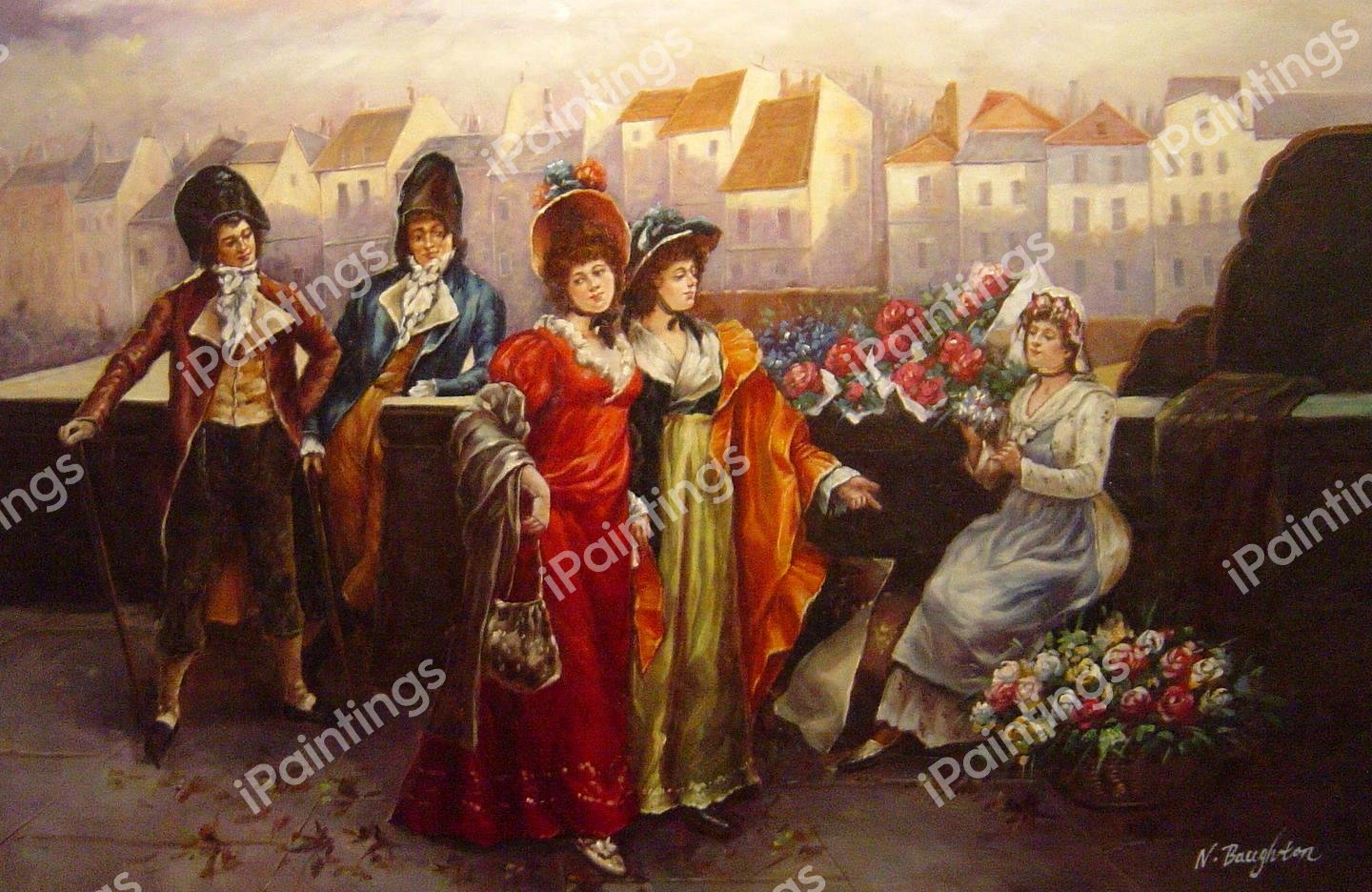 A Flirtation. The painting by Henri Victor Lesur