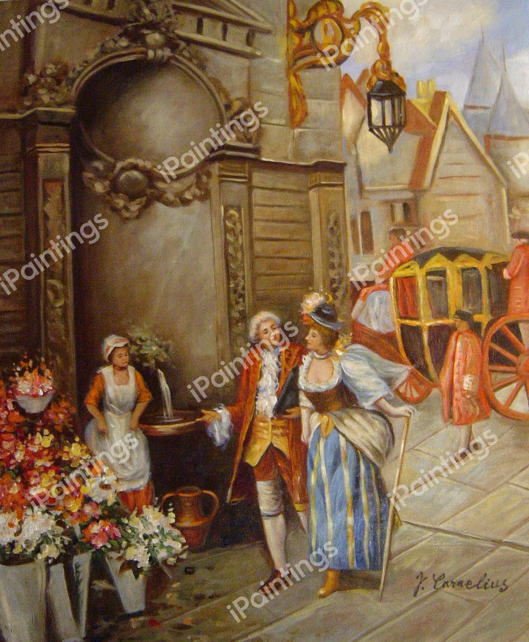 Visit To The Florist. The painting by Henri Victor Lesur