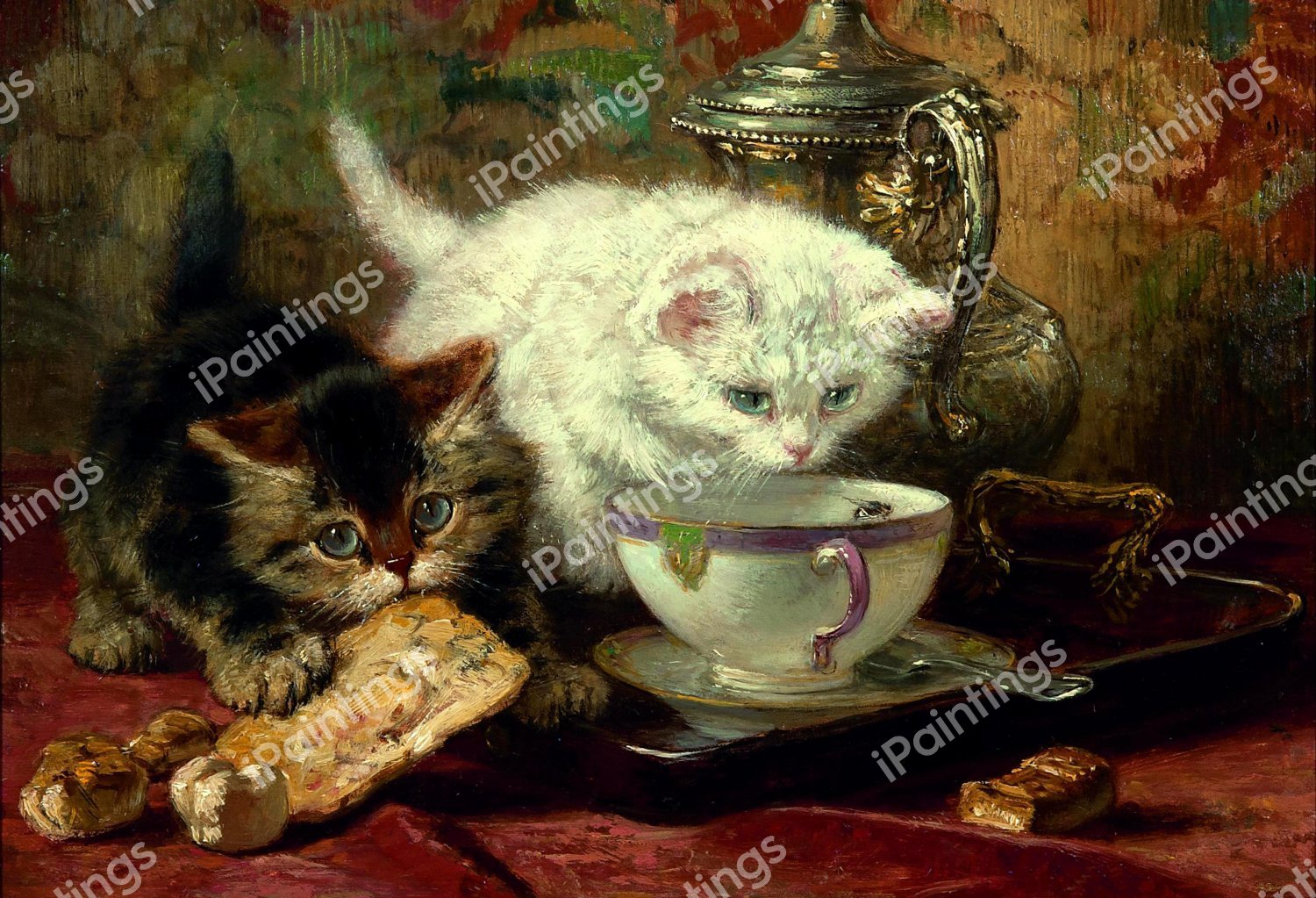 At High Tea. The painting by Henriette Ronner-Knip
