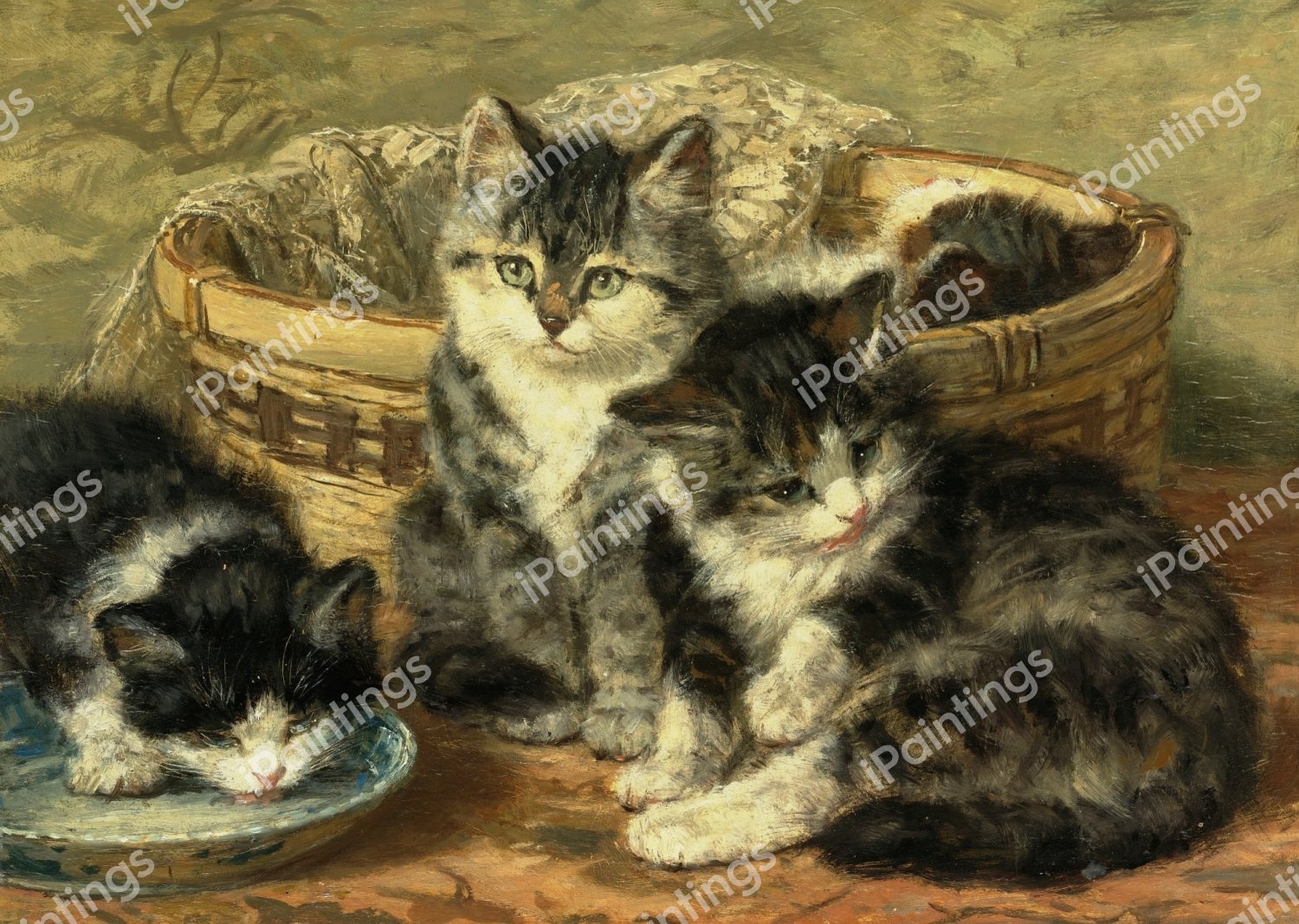 Four Kittens. The painting by Henriette Ronner-Knip