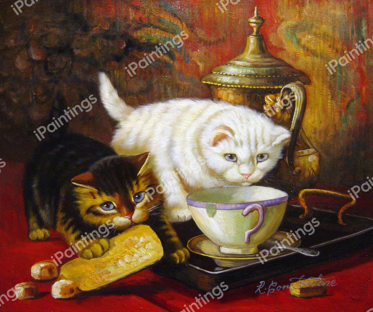 High Tea. The painting by Henriette Ronner-Knip