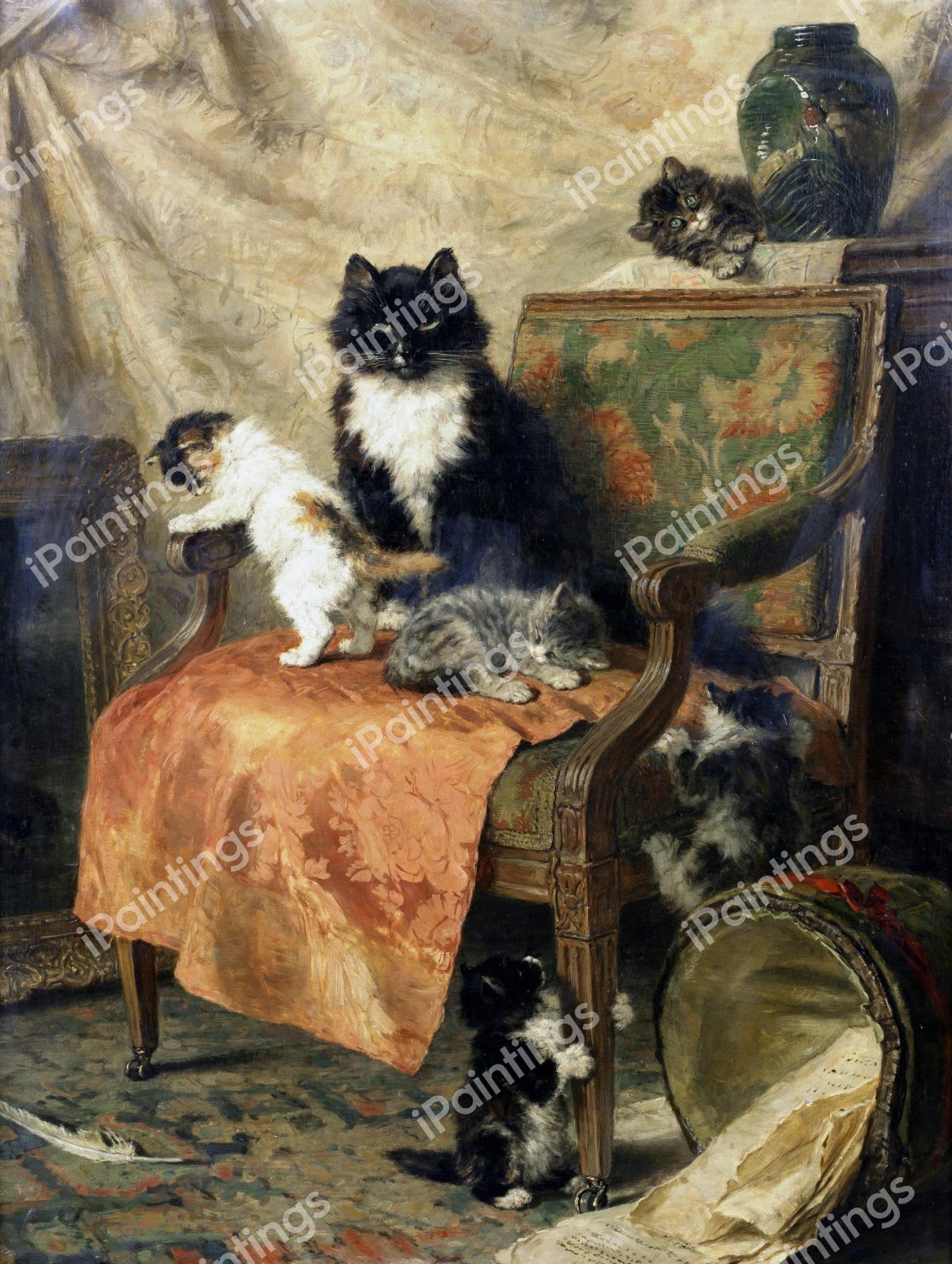 Kittens at Play. The painting by Henriette Ronner-Knip