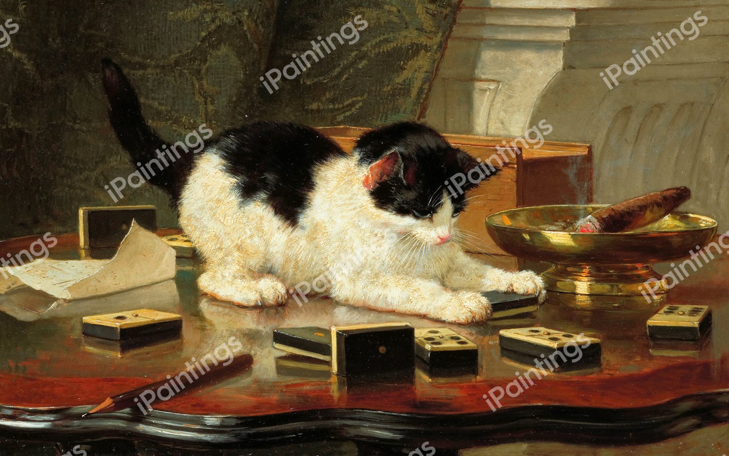 Kitten's Game. The painting by Henriette Ronner-Knip
