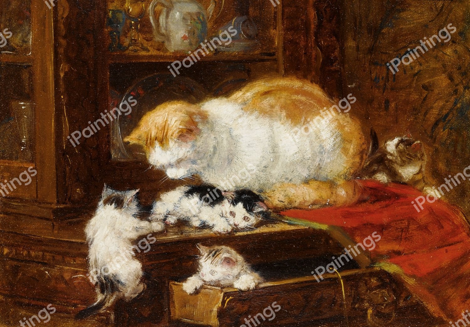Playing Time. The painting by Henriette Ronner-Knip