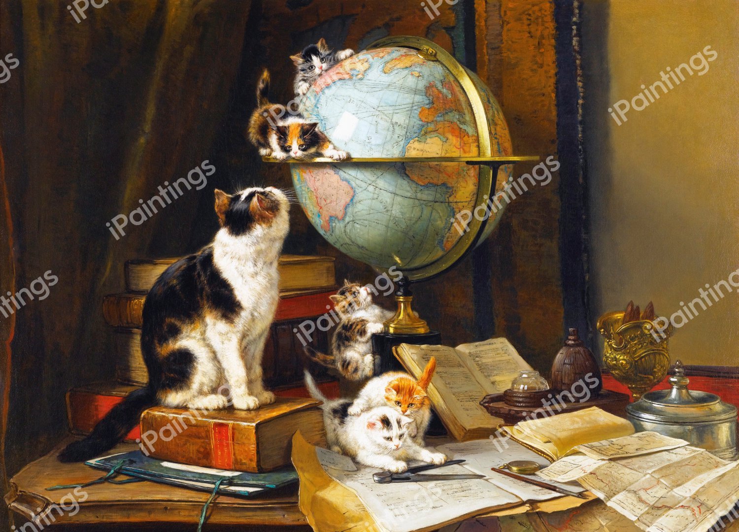 The Globetrotters. The painting by Henriette Ronner-Knip