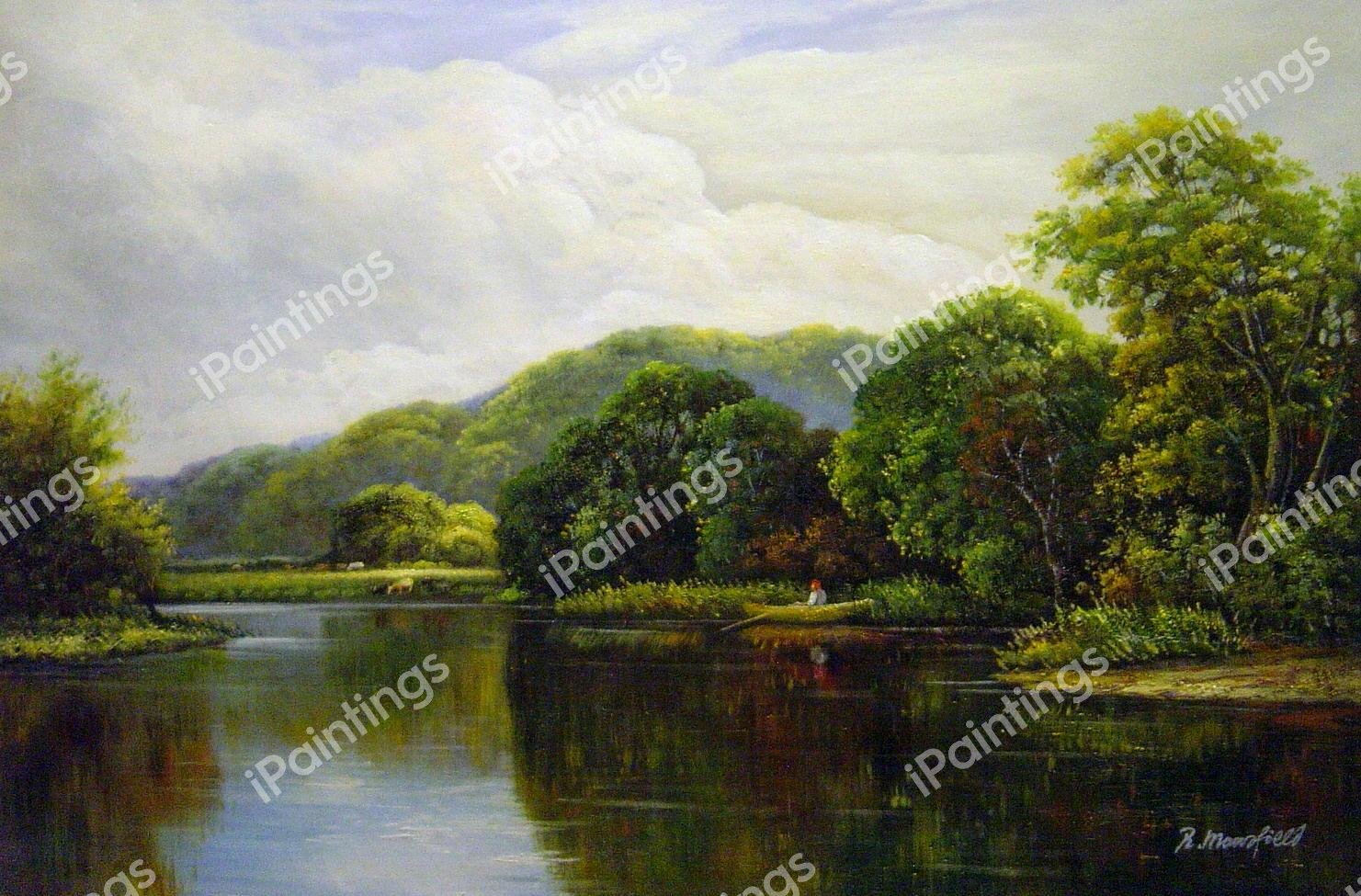 Nature&#39s Mirror, On The Banks Of The Thames. The painting by Henry H. Parker