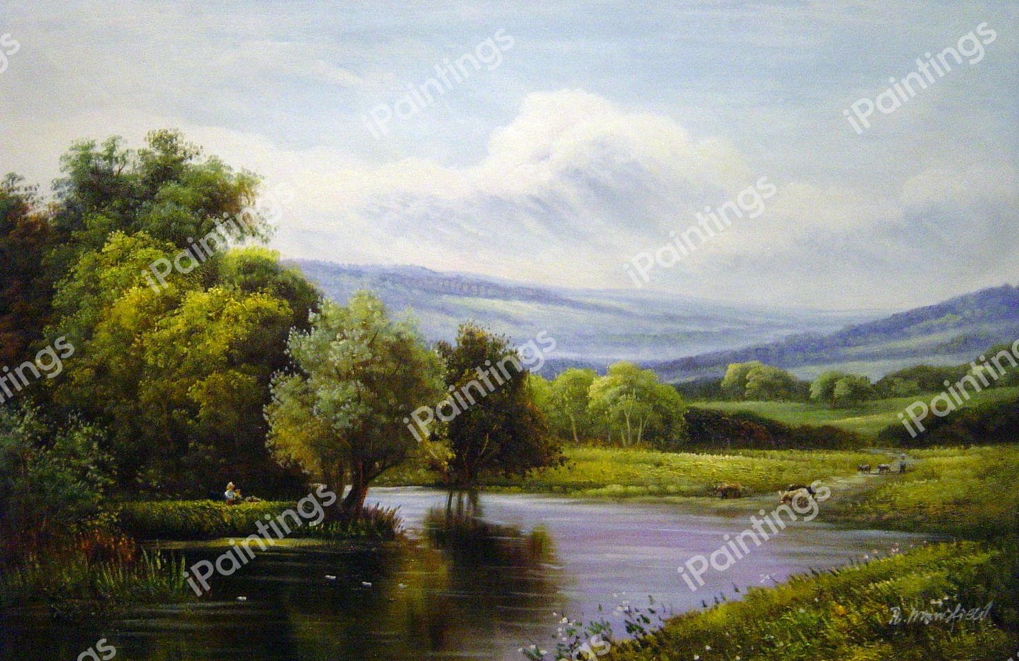 The Mole, Dorking, Surrey. The painting by Henry H. Parker