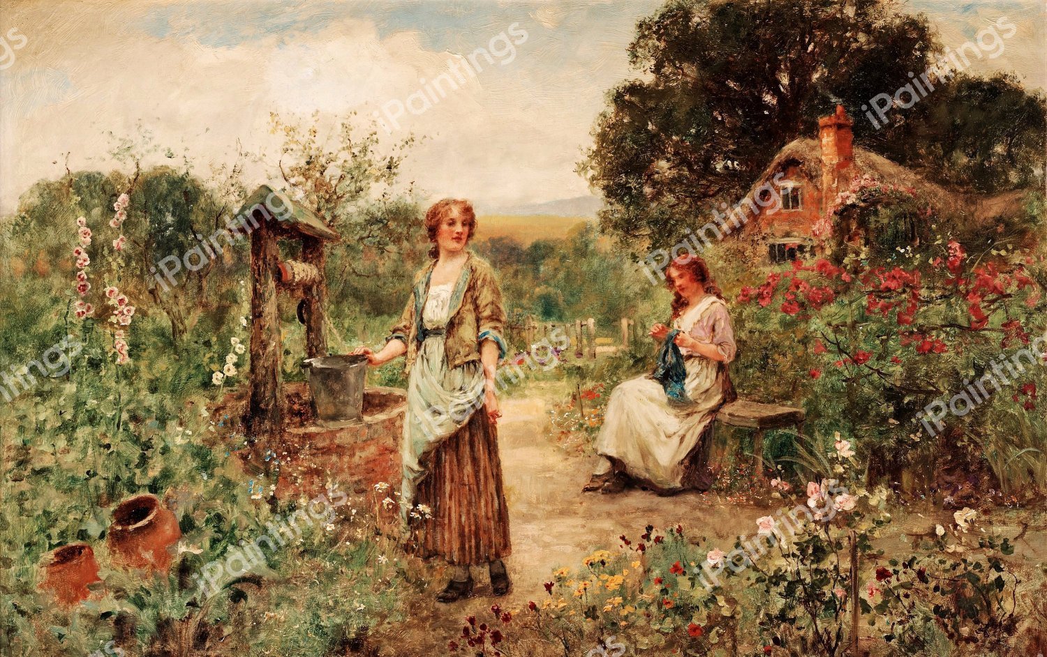 By the Well. The painting by Henry John Yeend King