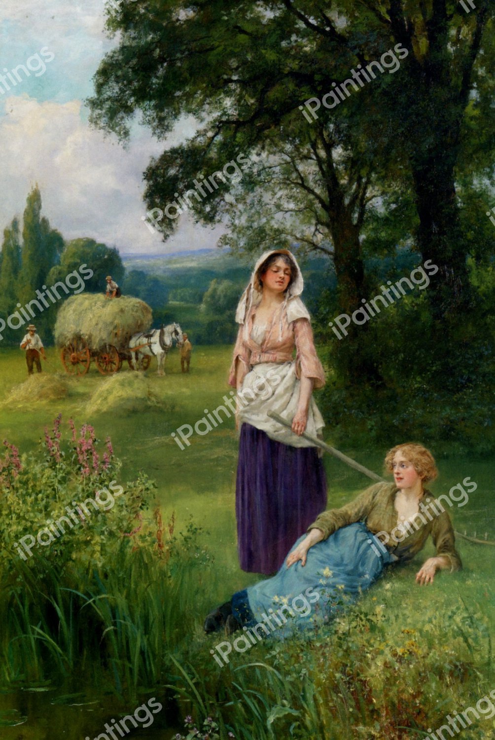 Haymaking. The painting by Henry John Yeend King