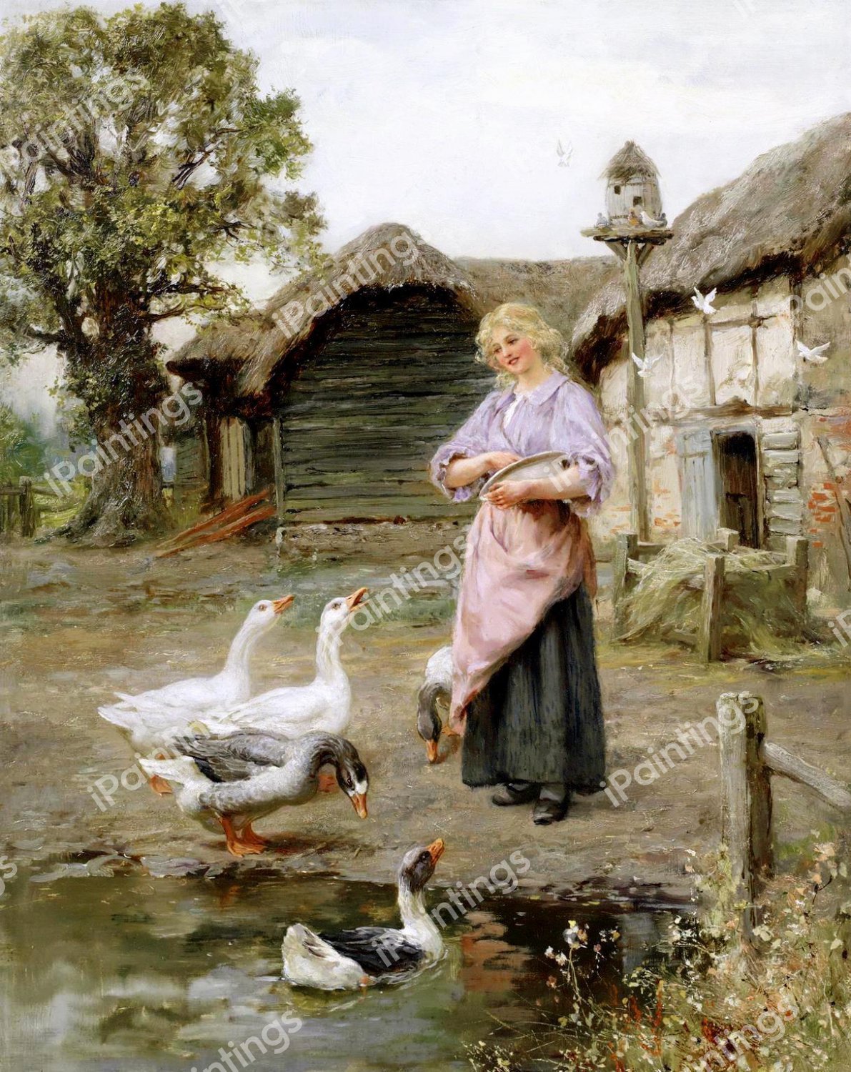 The Goose Girl. The painting by Henry John Yeend King