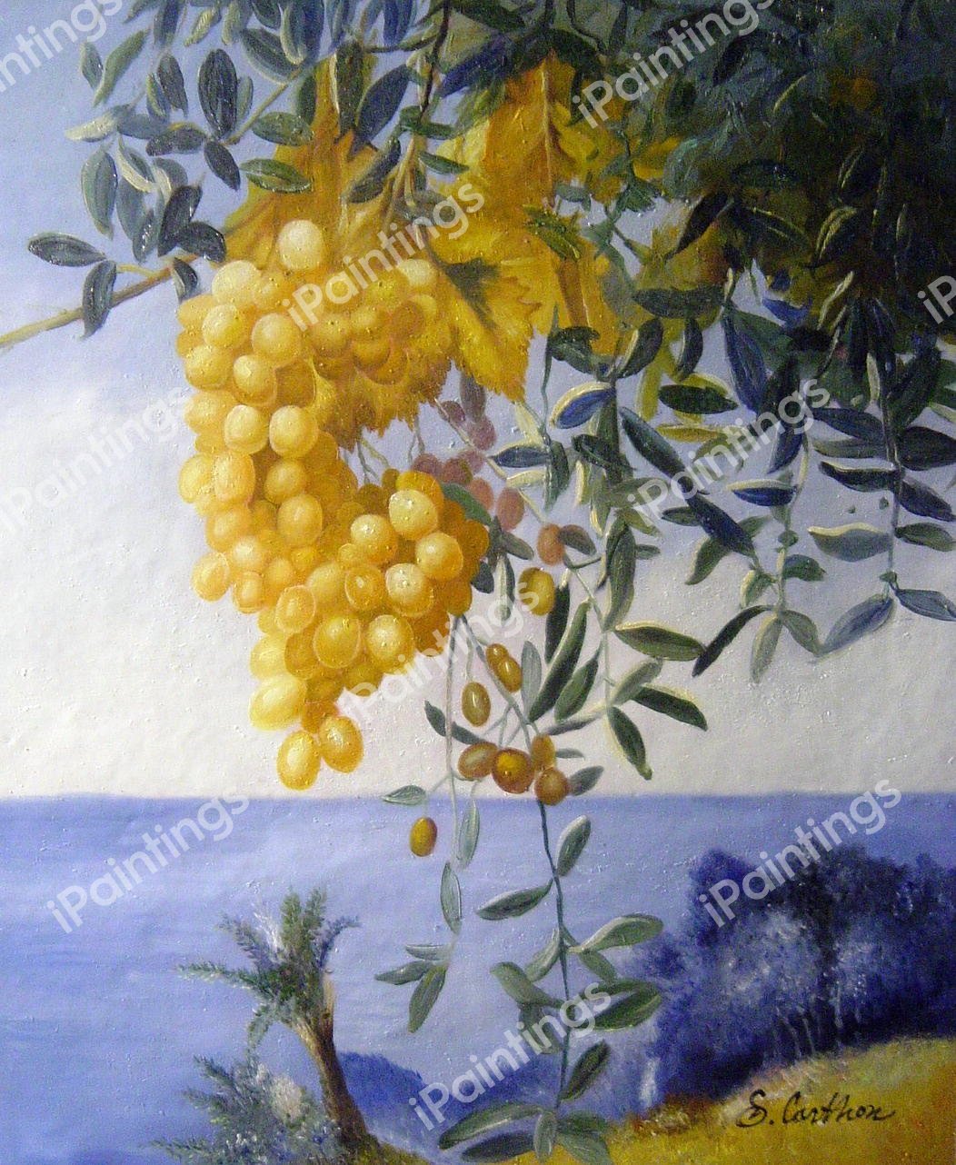 Cluster Of Grapes. The painting by Henry Roderick Newman