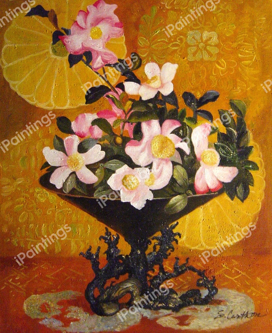 Sazanqua, Wild Tea - Yokohama. The painting by Henry Roderick Newman