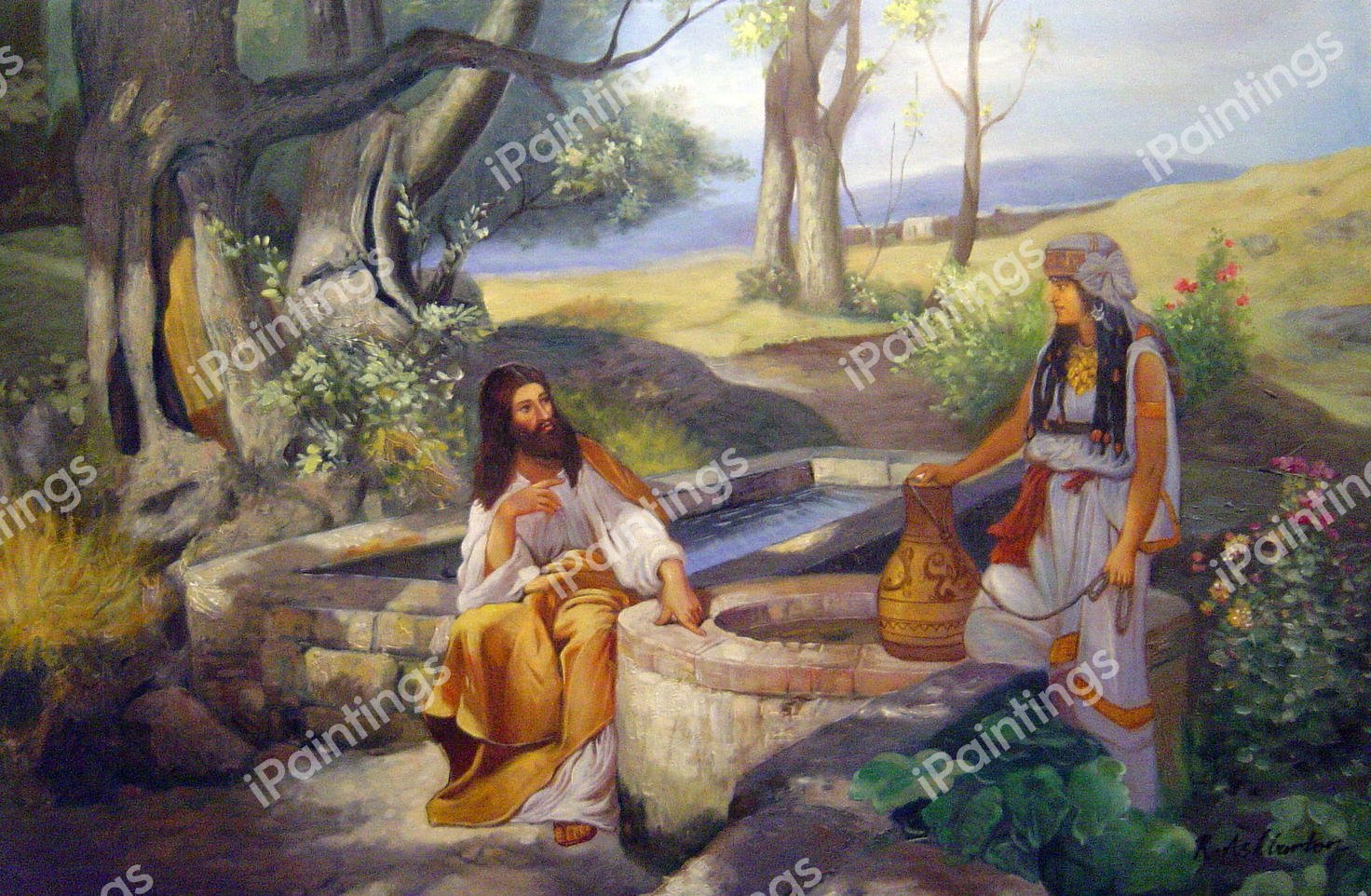 Christ And Samaritan Woman. The painting by Henryk Siemiradzki