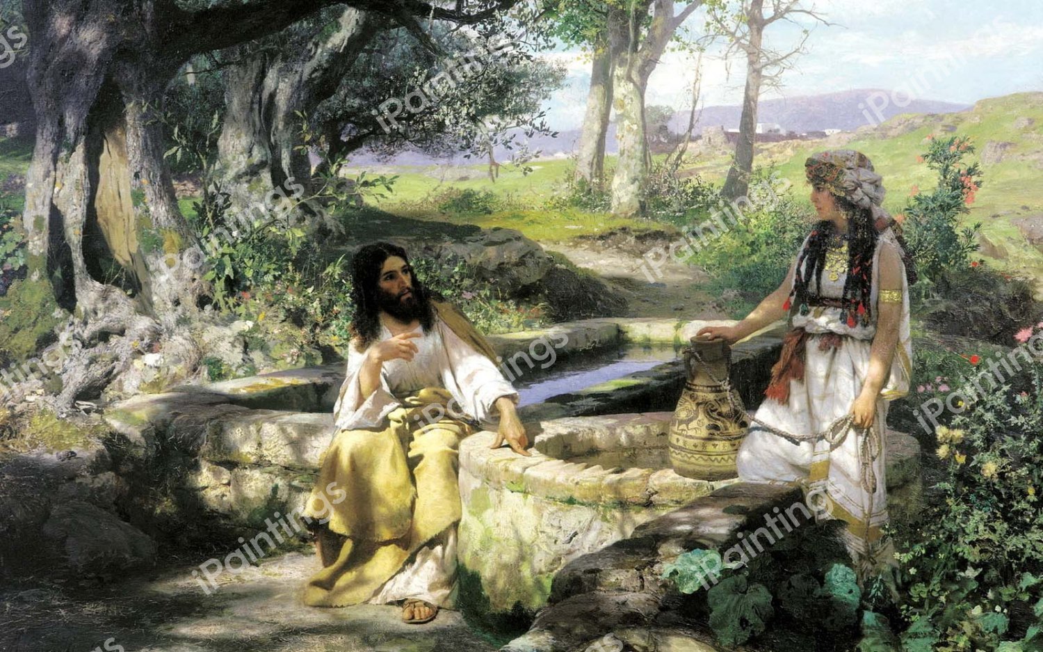Jesus Christ and the Samaritan Woman. The painting by Henryk Siemiradzki