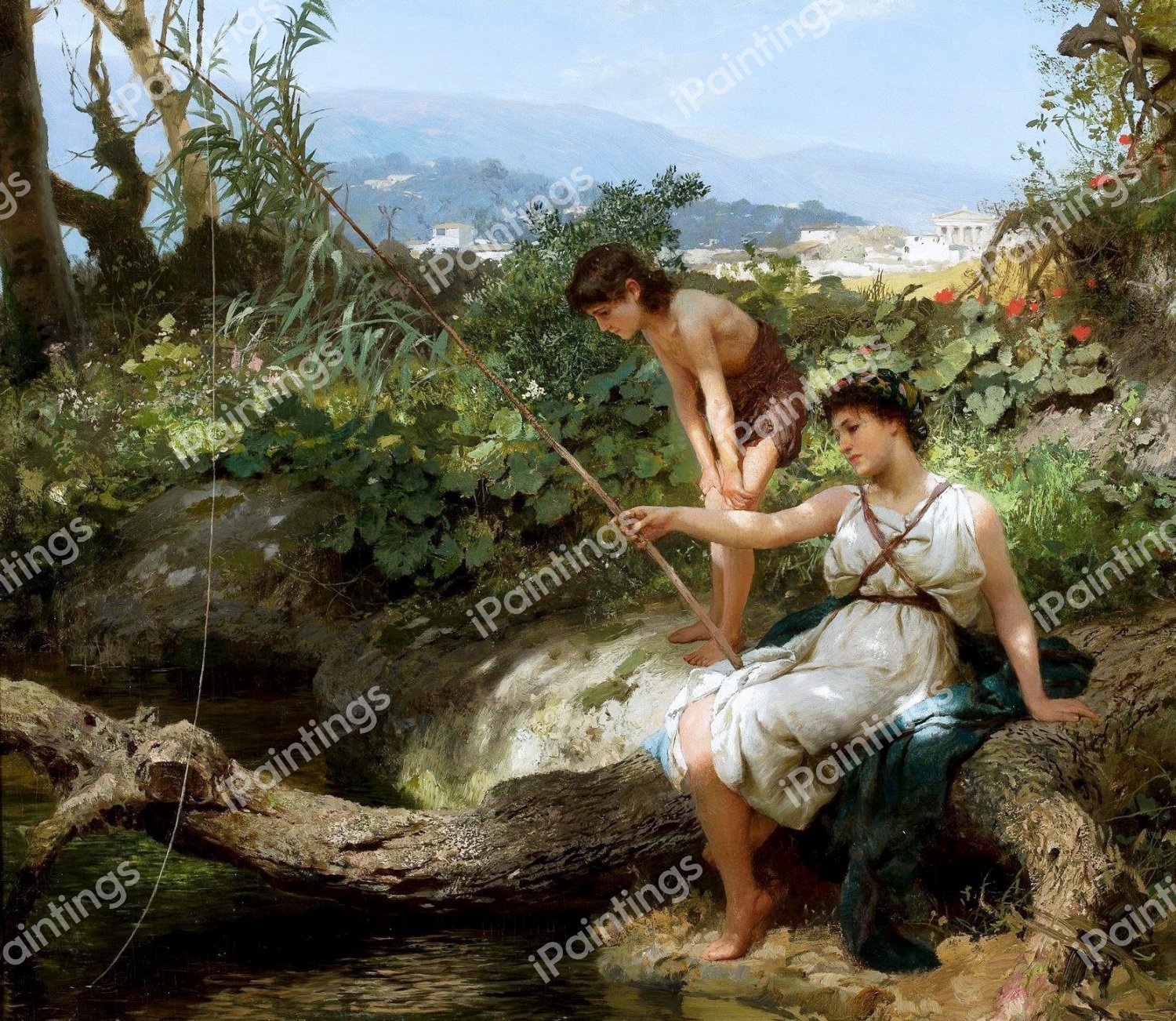 Roman Idyll (Fishing). The painting by Henryk Siemiradzki