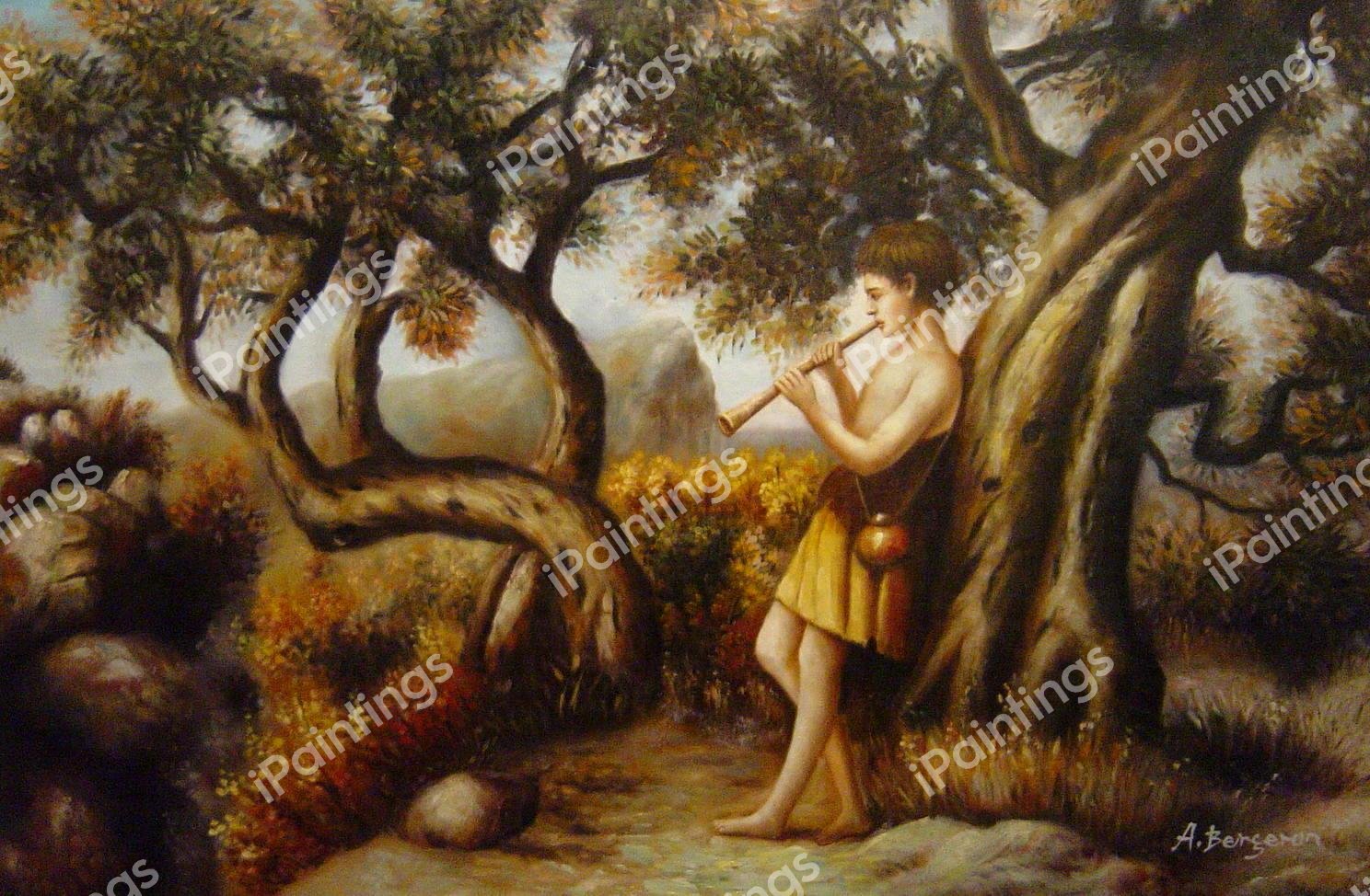 Shepherd Playing A Flute. The painting by Henryk Siemiradzki