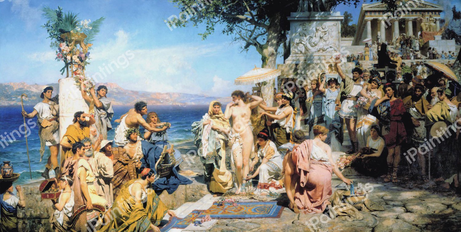 The Poseidonia in Eleusis with Phryne . The painting by Henryk Siemiradzki