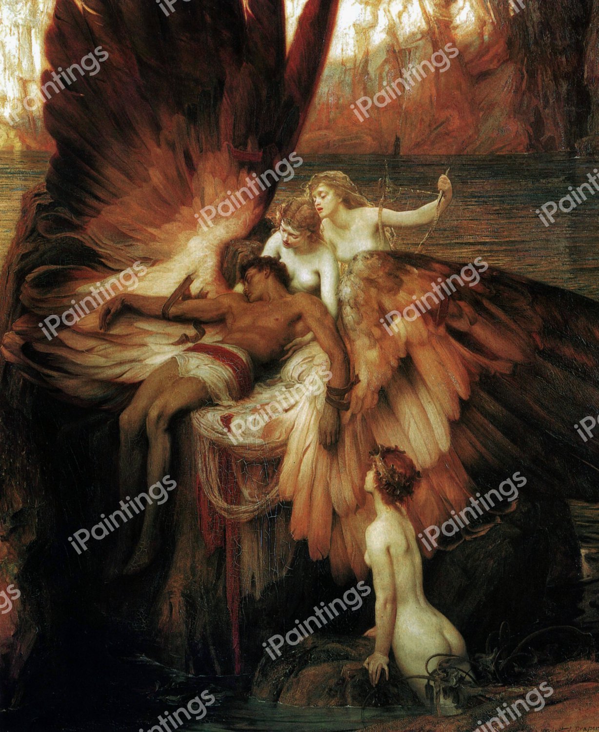 The Mourning for Icarus. The painting by Herbert Draper