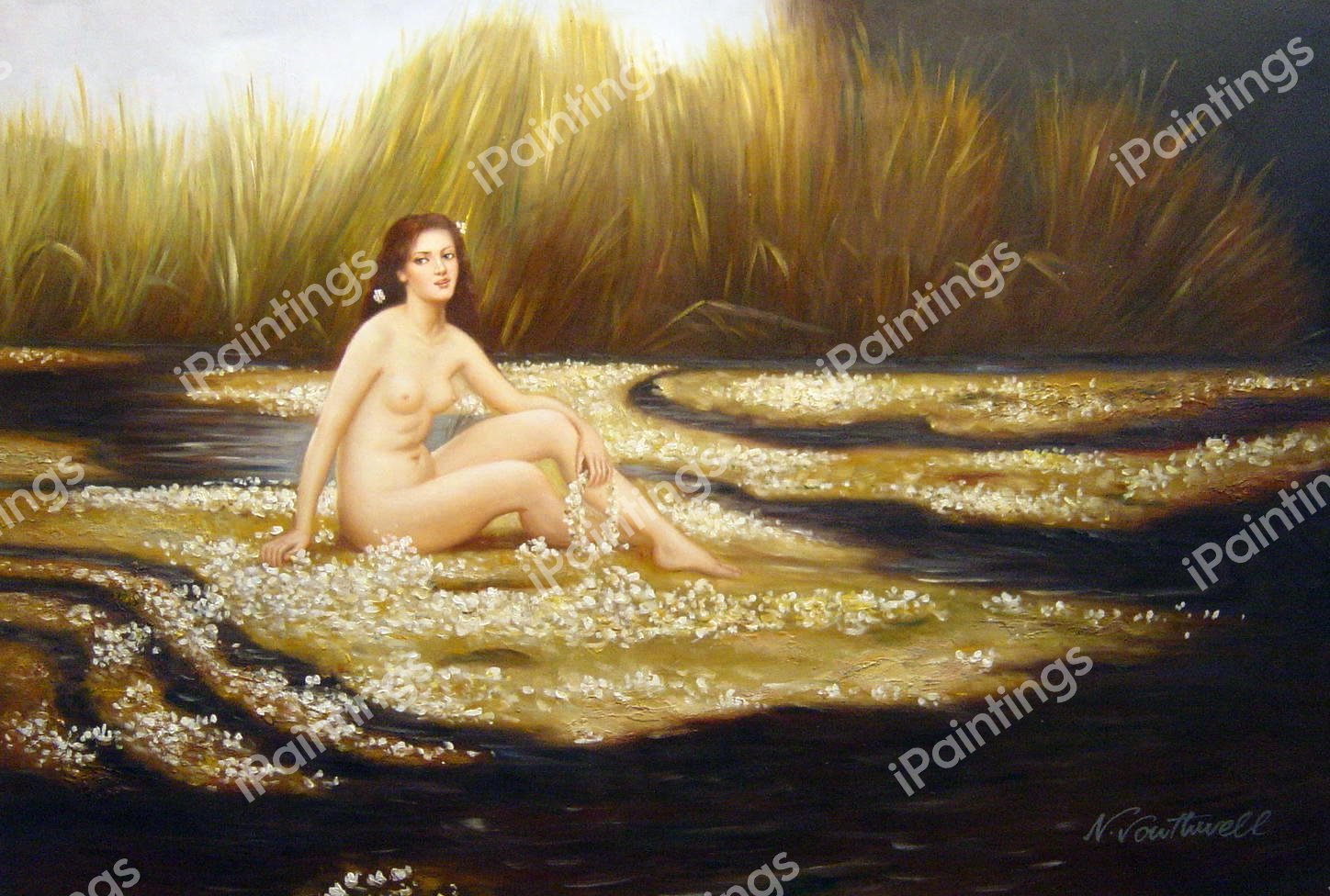 The Water Nixie. The painting by Herbert Draper