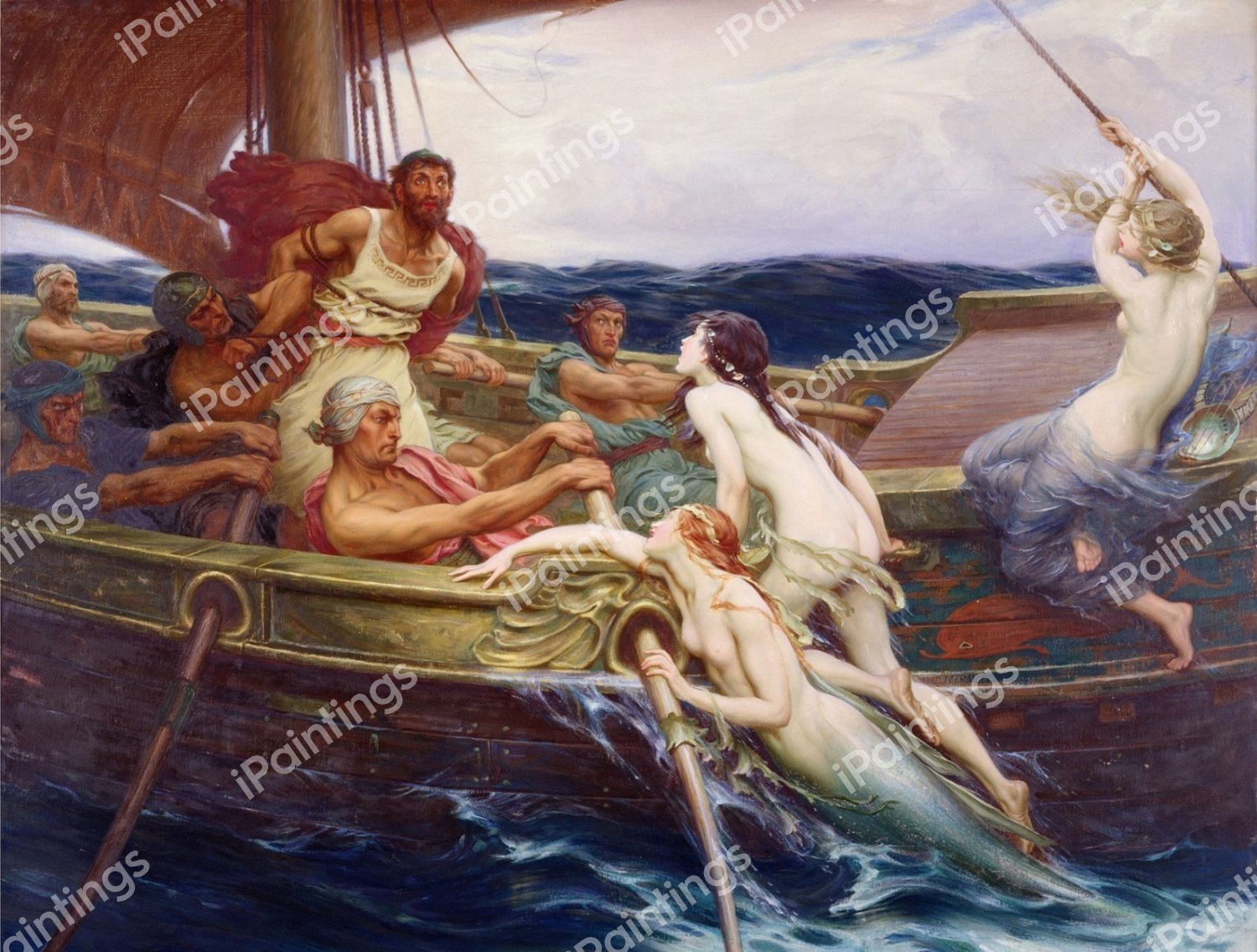 Ulysses and the Sirens. The painting by Herbert Draper