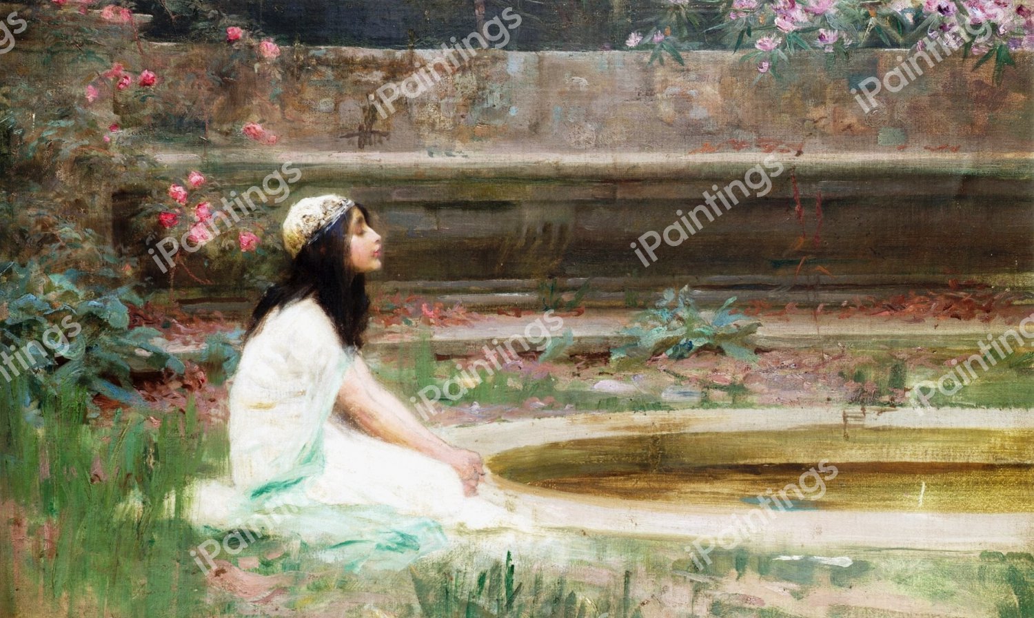 Young Girl by a Pool. The painting by Herbert Draper