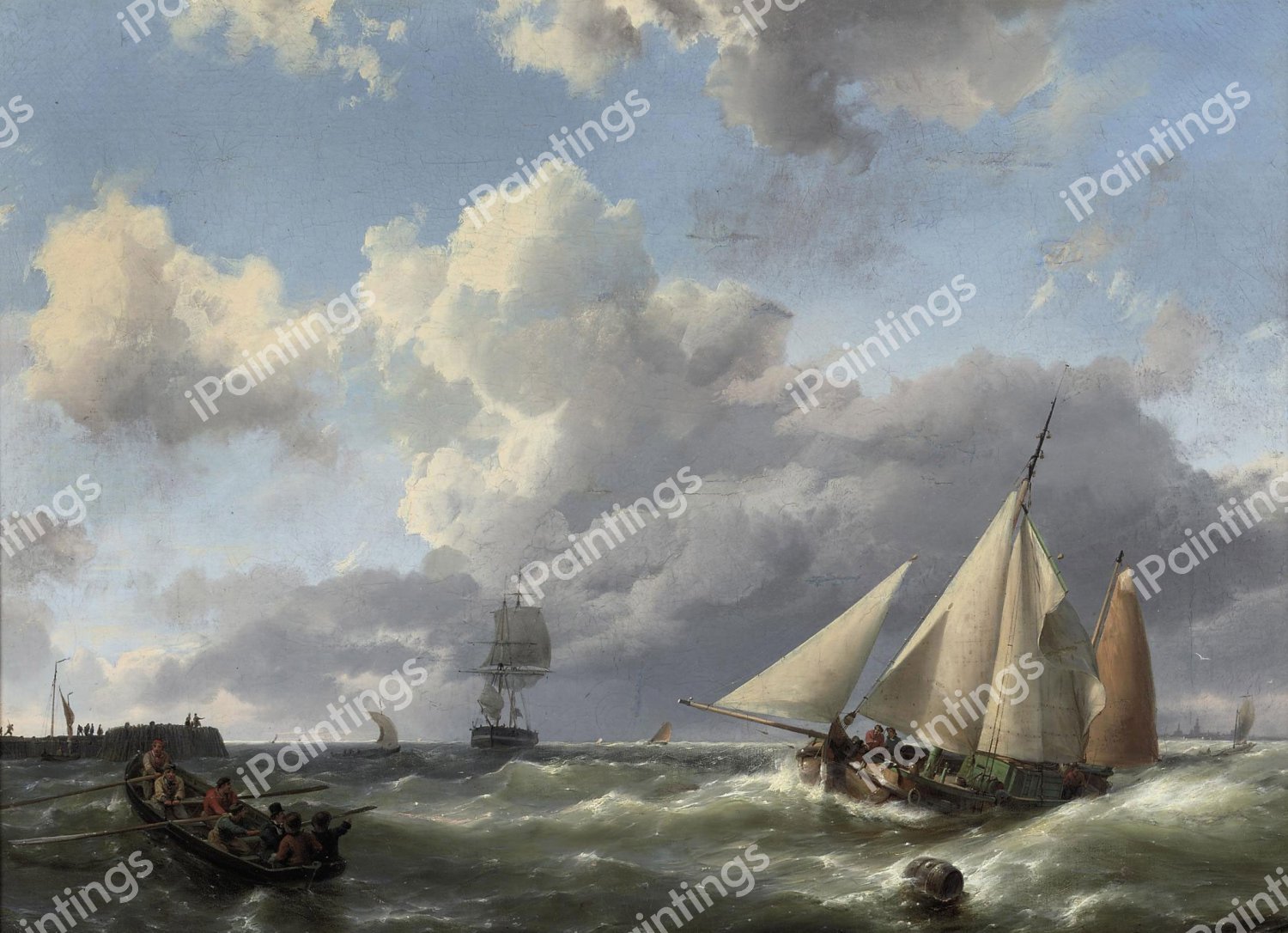 Heading for the Harbour. The painting by Hermanus Koekkoek Sr