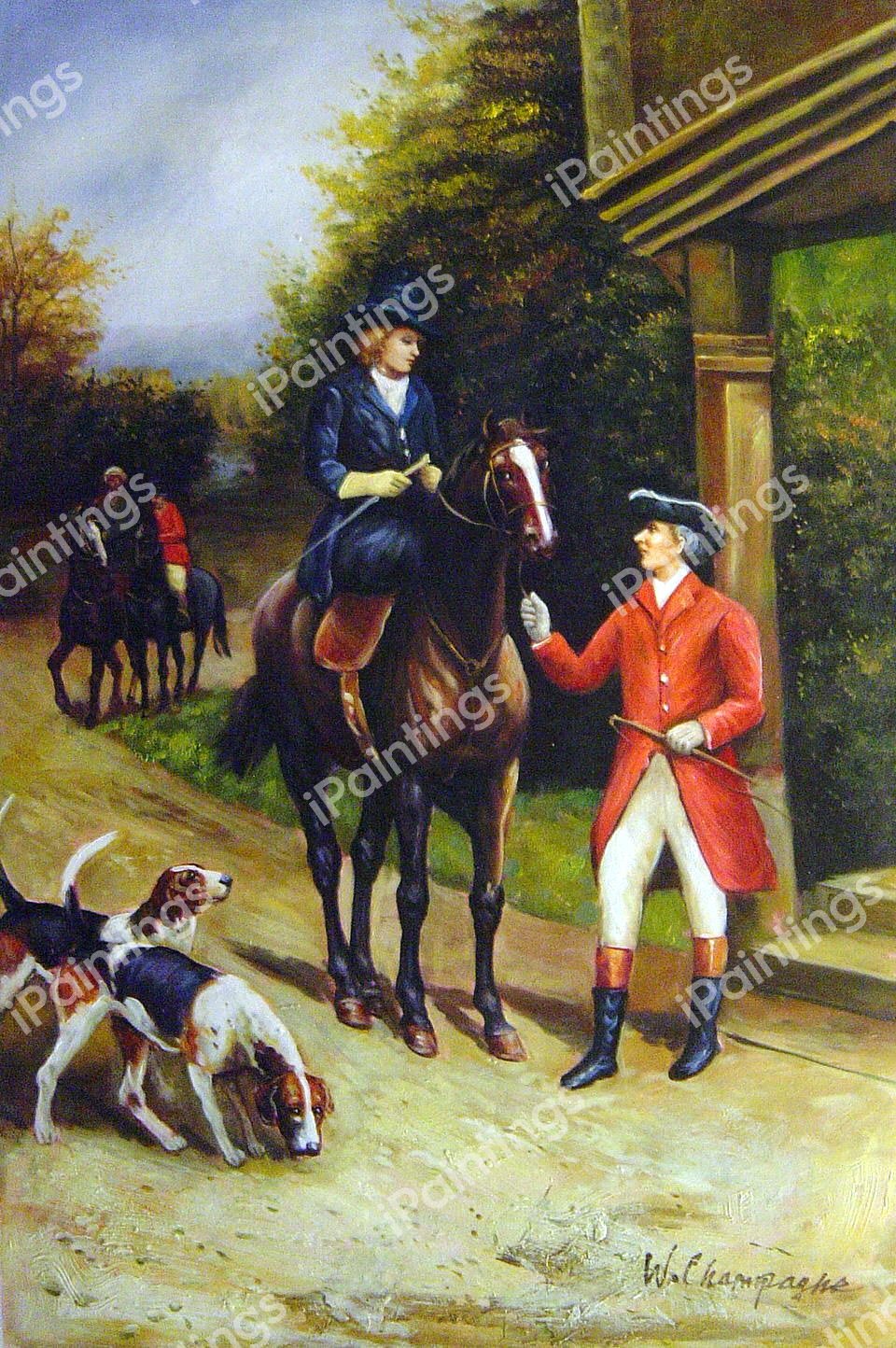 A Fox Hunting Morn. The painting by Heywood Hardy