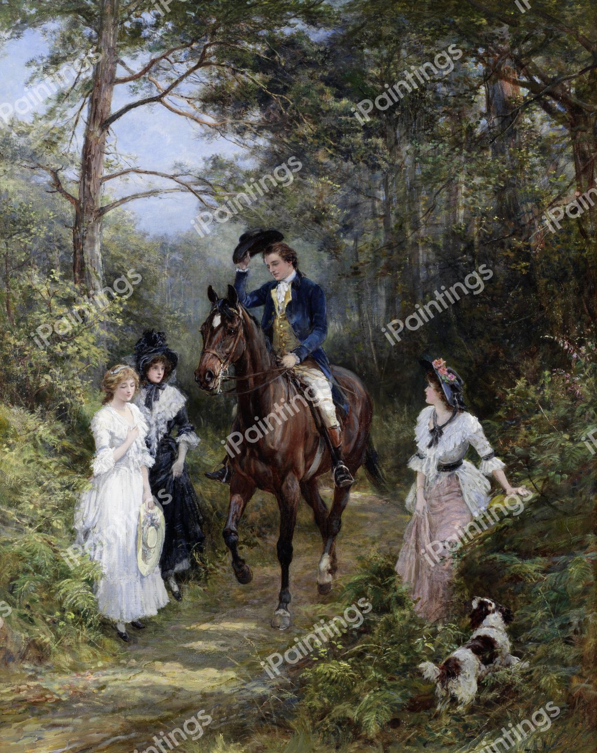 A Meeting in the Forest, 1903. The painting by Heywood Hardy