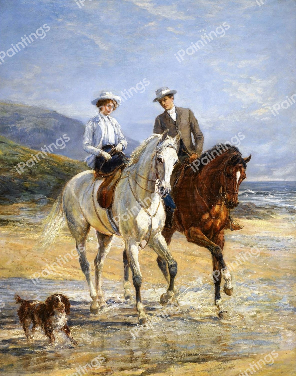A Pleasant Company. The painting by Heywood Hardy