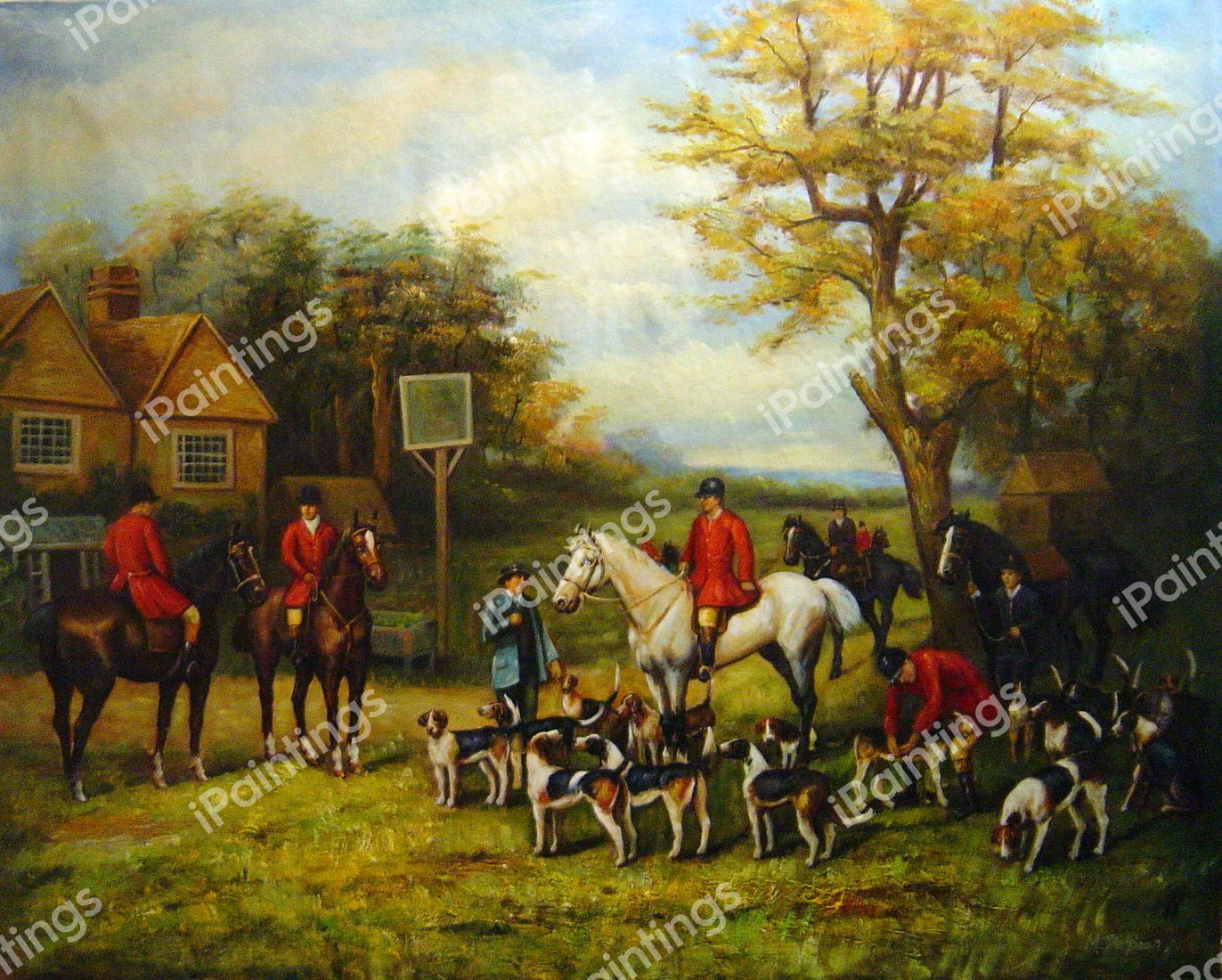 Meeting Before The Fox Hunt. The painting by Heywood Hardy