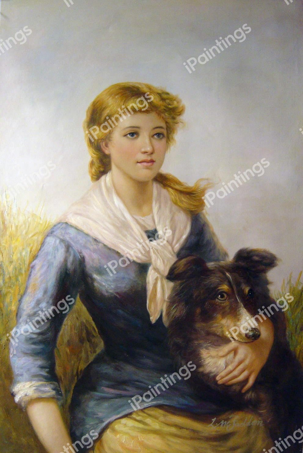 The Good Companion Girl And Her Collie. The painting by Heywood Hardy