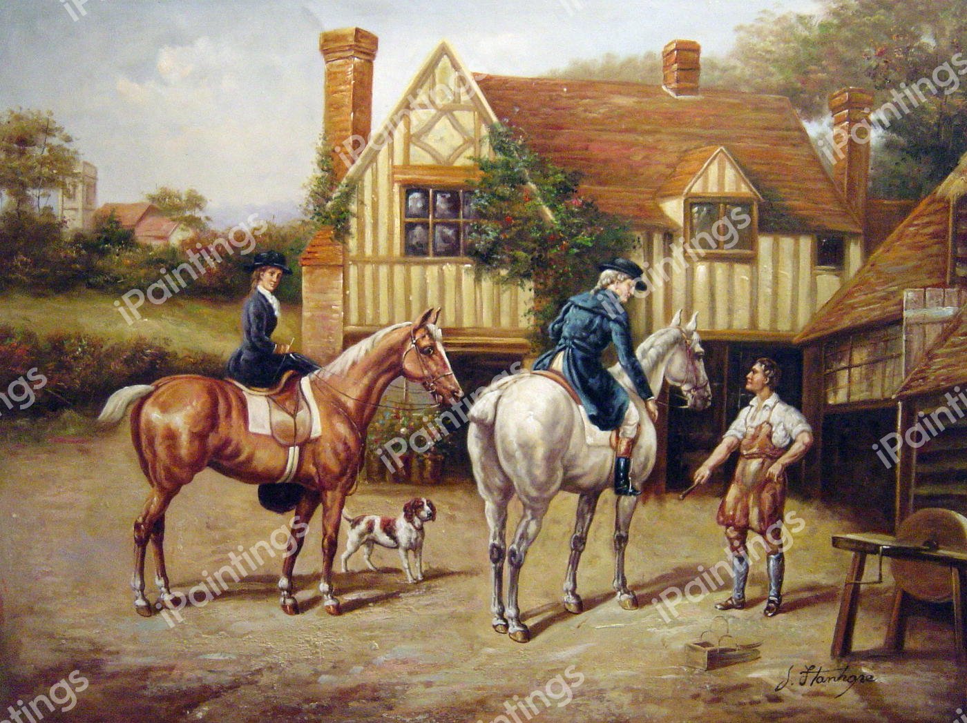 The Loose Shoe. The painting by Heywood Hardy