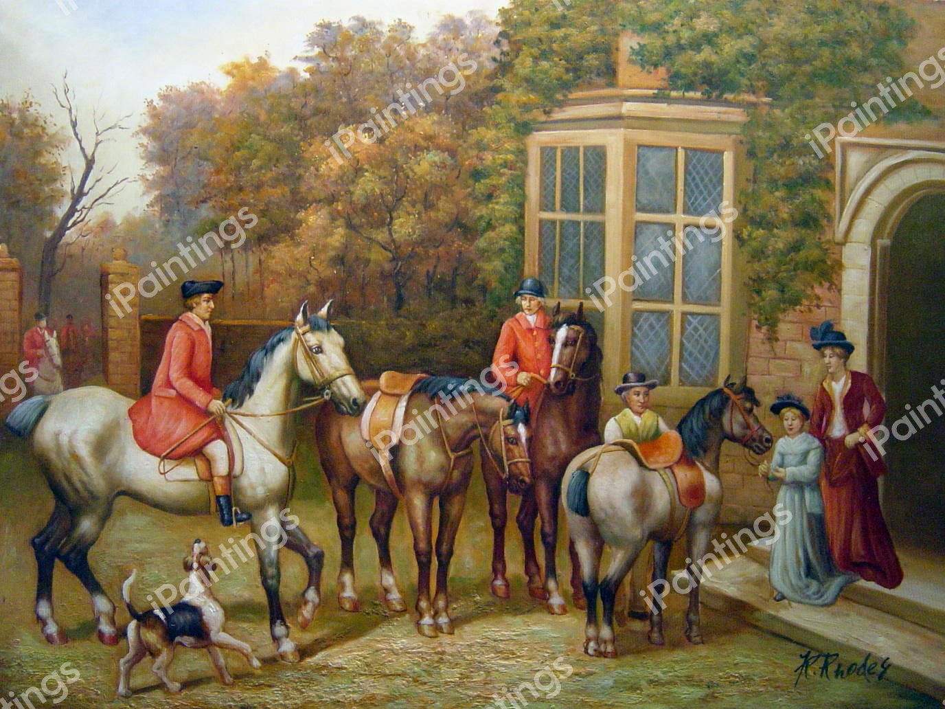 The Meet-Fox Hunting. The painting by Heywood Hardy