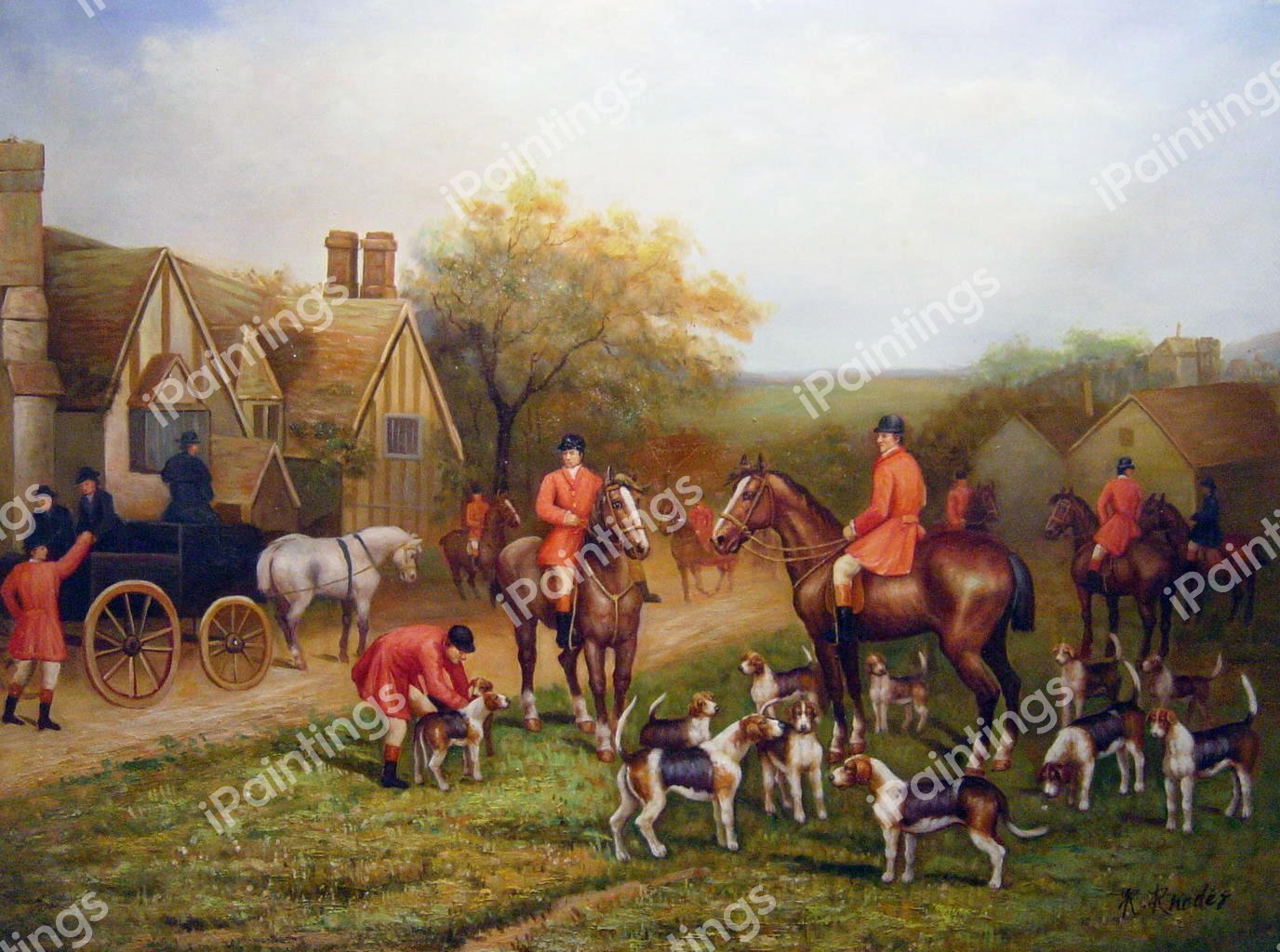 The Meet-Fox Hunting II. The painting by Heywood Hardy