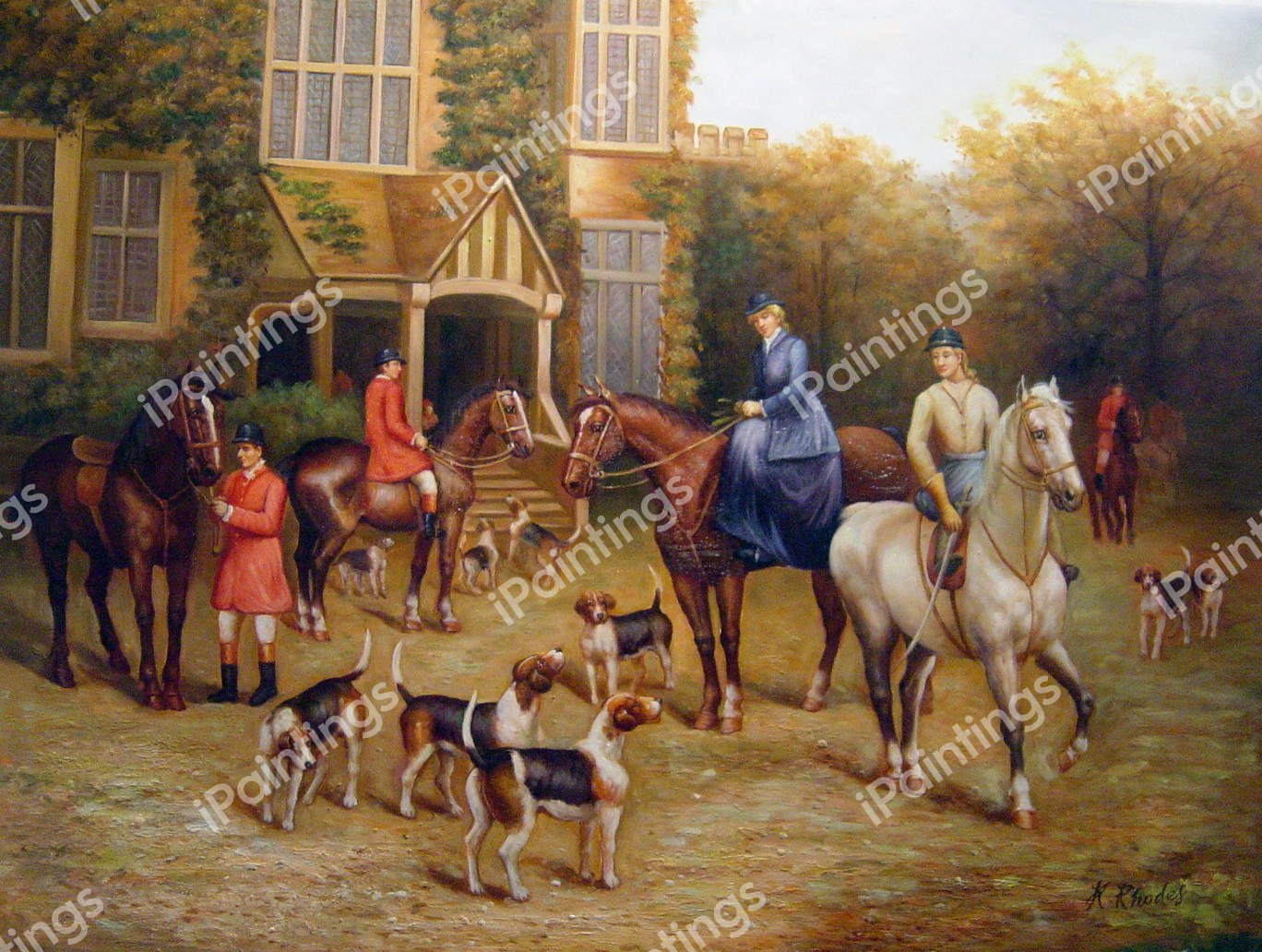 The Meet. The painting by Heywood Hardy