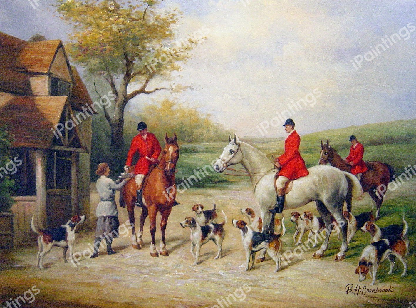 The Stirrup Cup. The painting by Heywood Hardy
