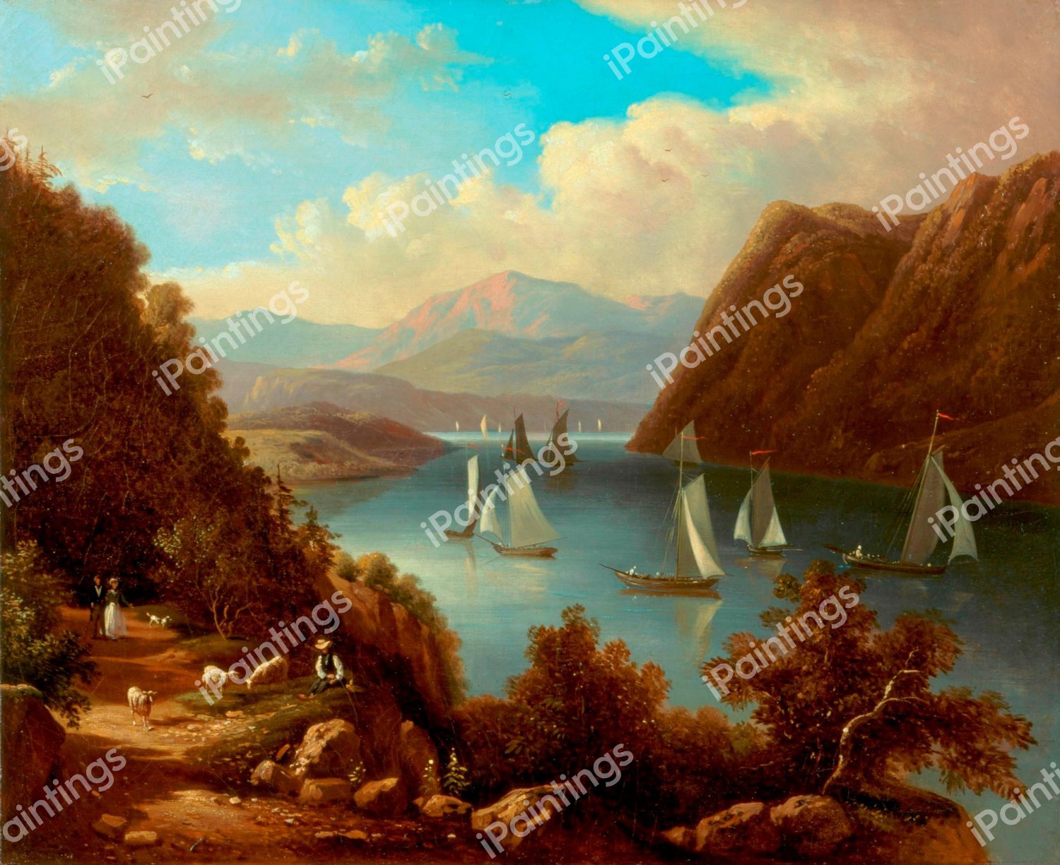 Entrance to the Highlands of the Hudson. The painting by Hippolyte-Louis Garnier