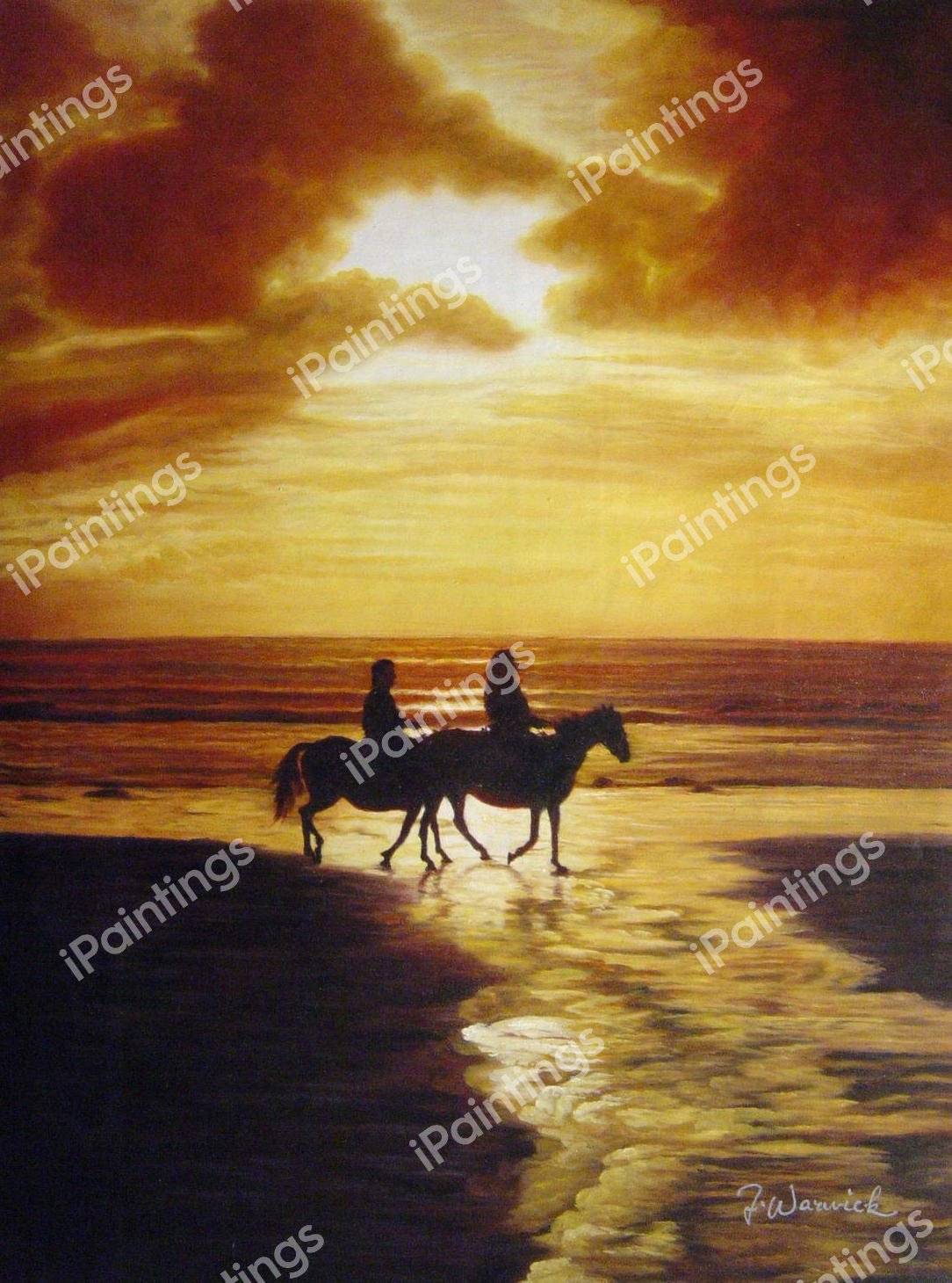Horseback Riders Beneath A Stunning Sky. The painting by Our Originals